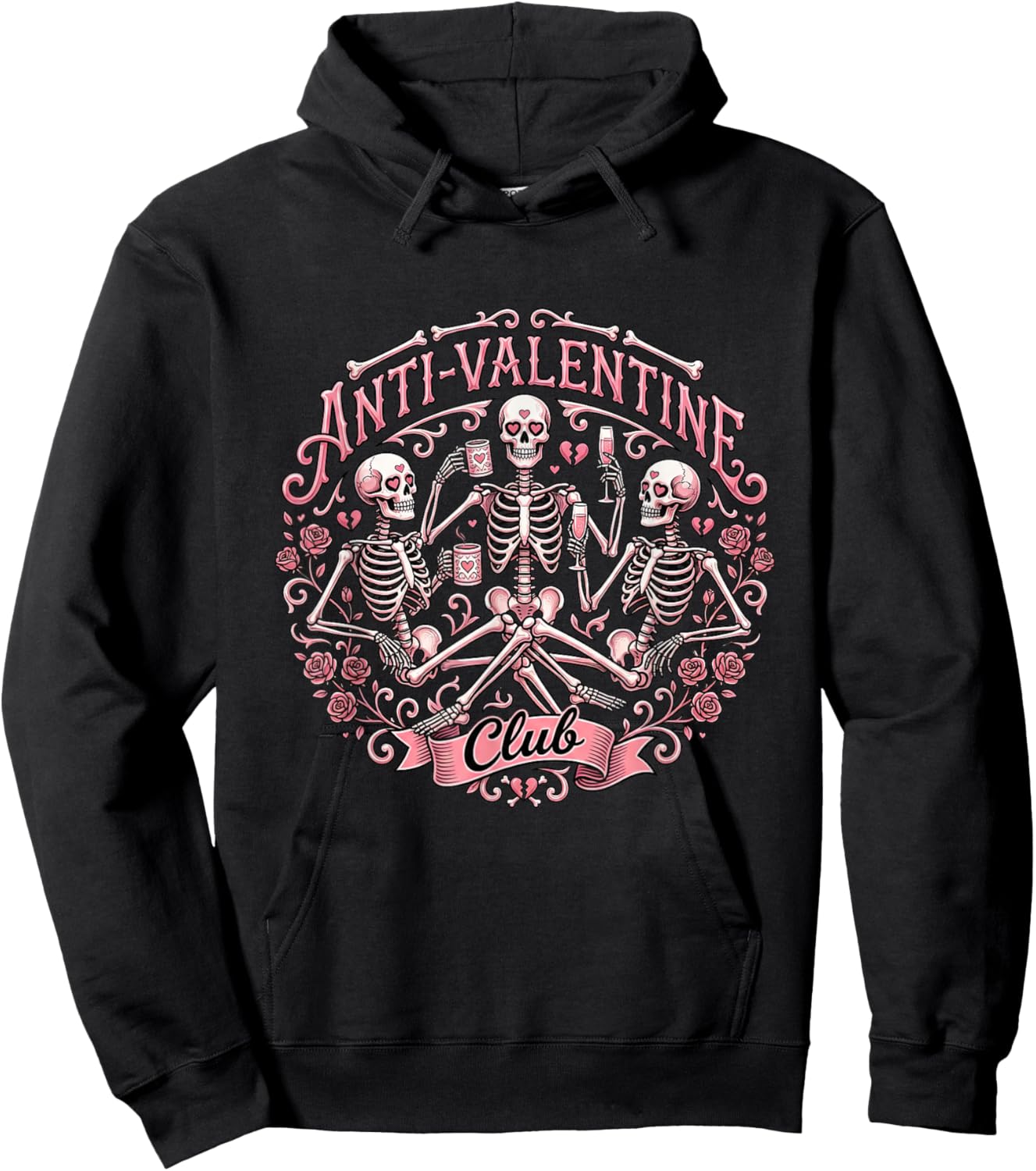 Anti Valentine Club – Humor Anti Valentine’s Day Hoodie - Hoodie | Black