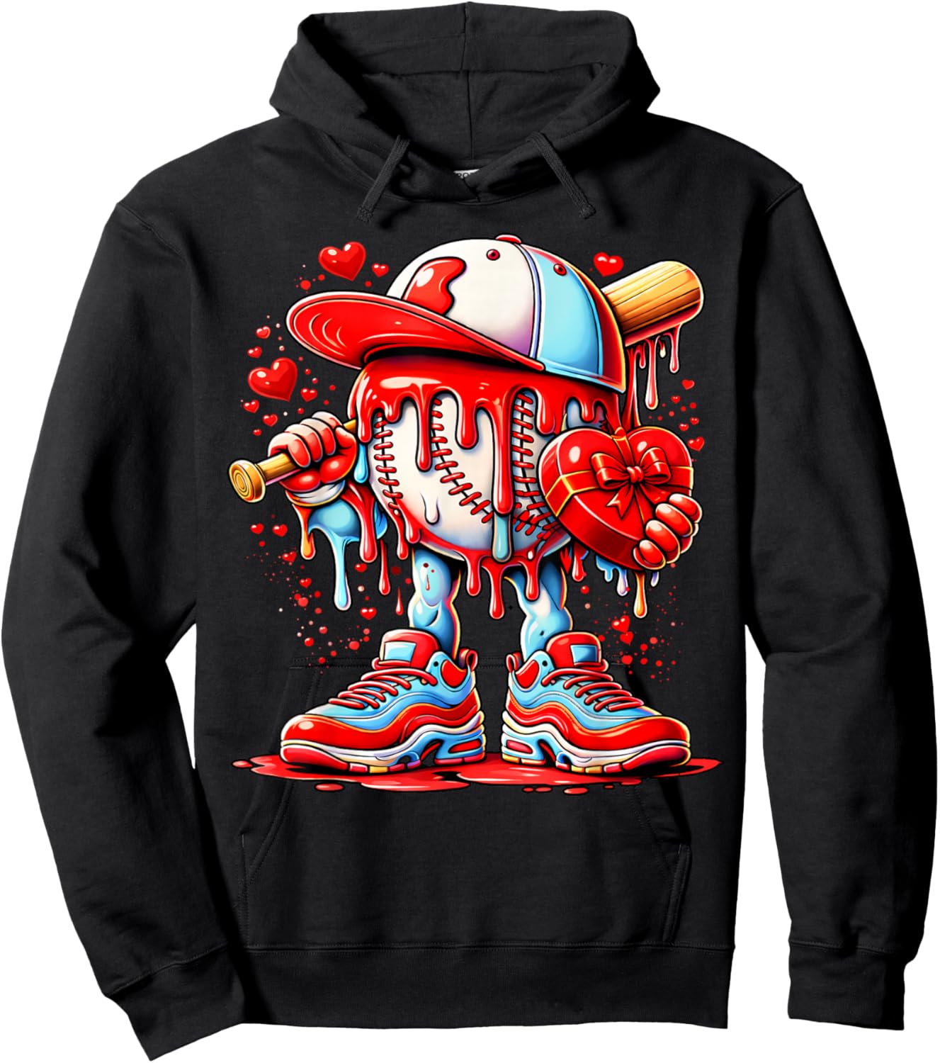 Baseball Drip Icecream Apparel Youth Boy Valentine Hoodie - Hoodie | Black