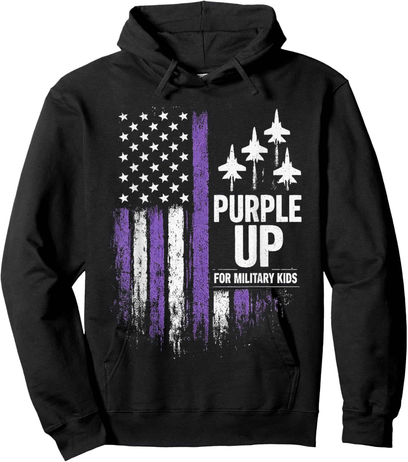 Purple Up for Military Kids Month of The Military Child Hoodie - Hoodie | Black