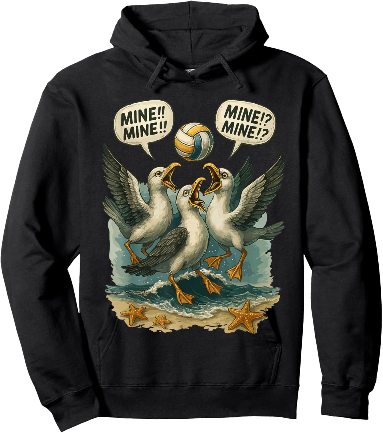 Volleyball Costume for Girls Women, Volleyball Seagull Mine Hoodie - Hoodie | Black