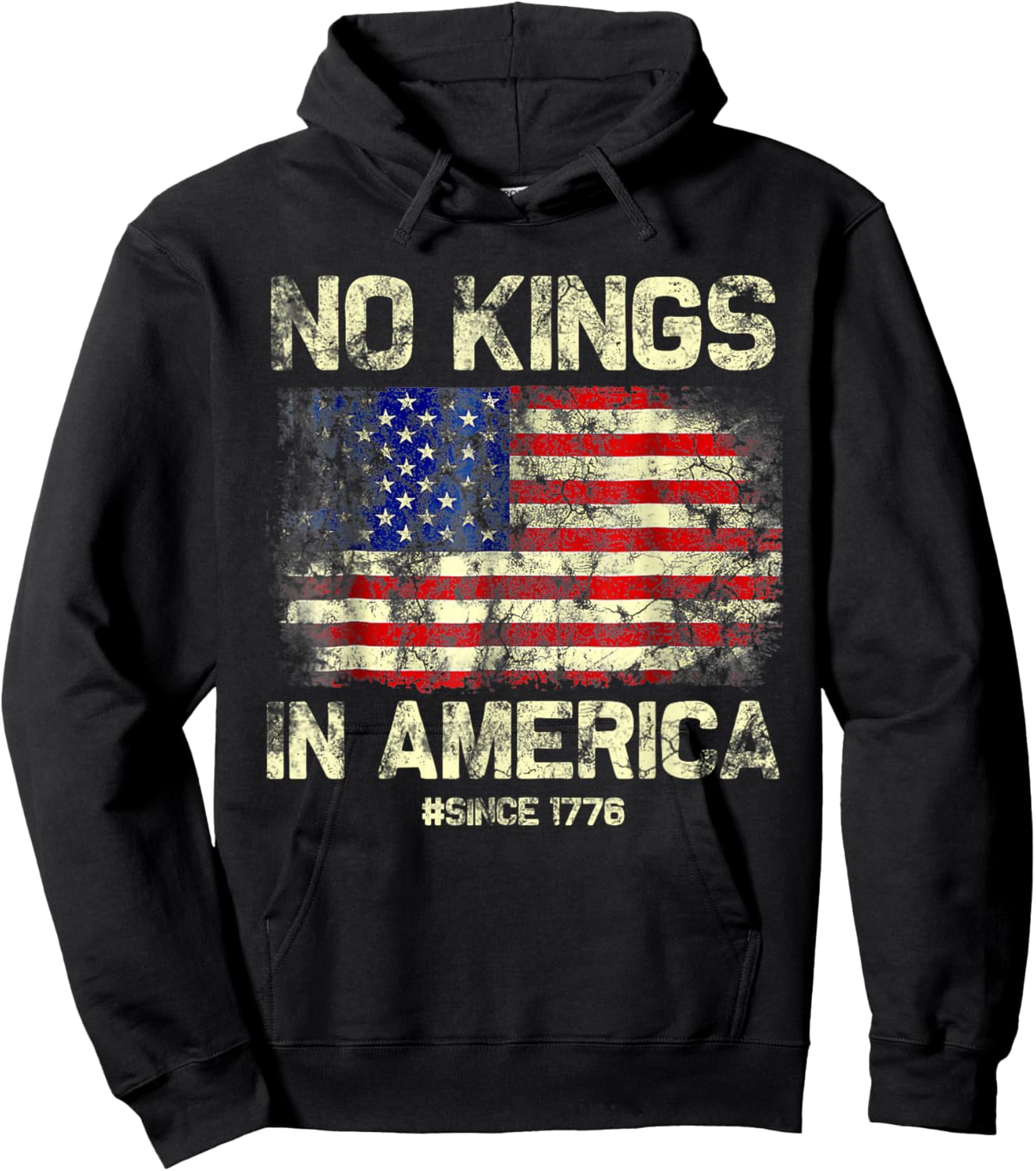 No Kings in America Since 1776 Vintage America Flag No Kings Hoodie - Hoodie | Black