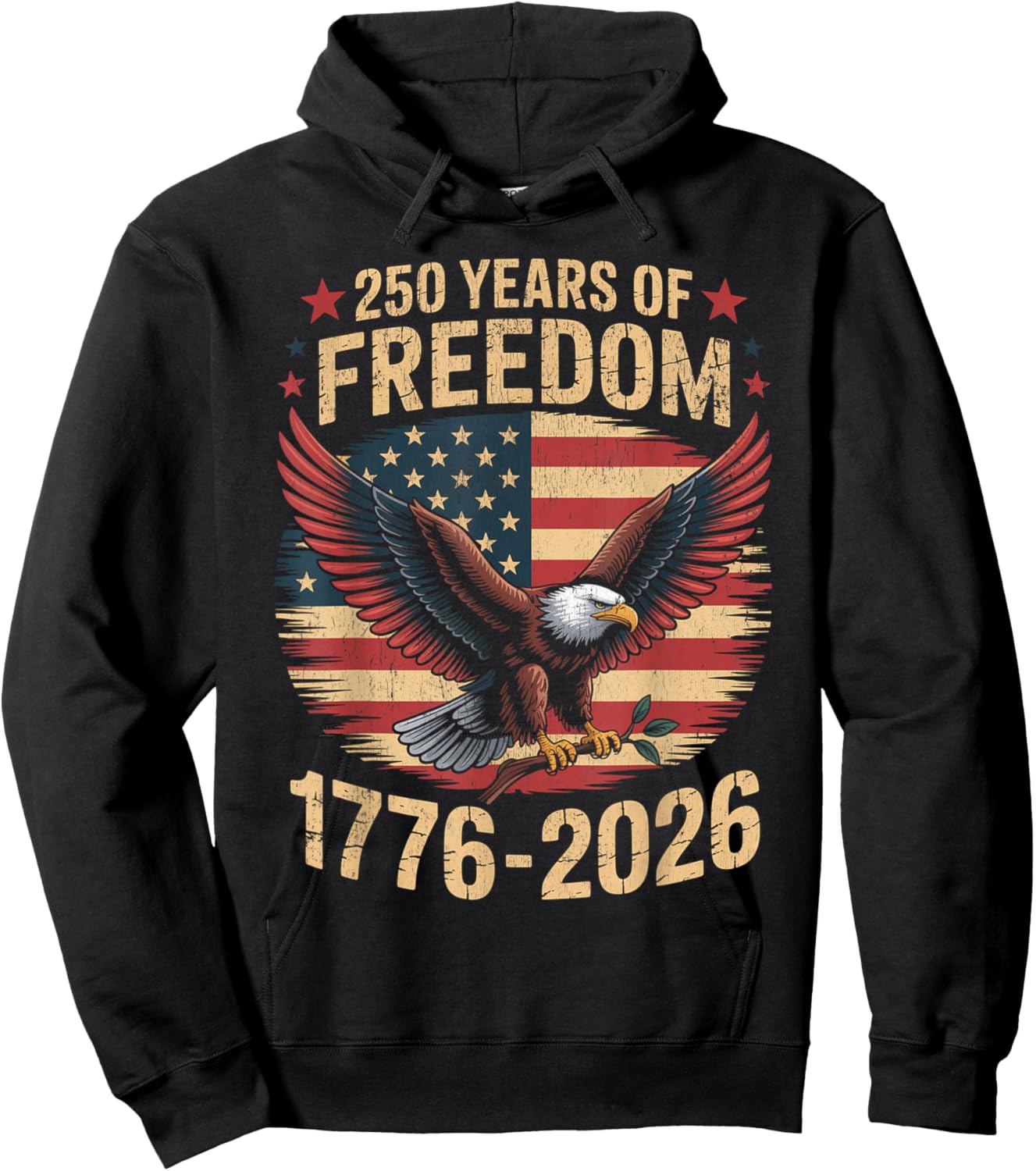 250 Years USA Flag American 250th Anniversary Patriotic Hoodie - Hoodie | Black