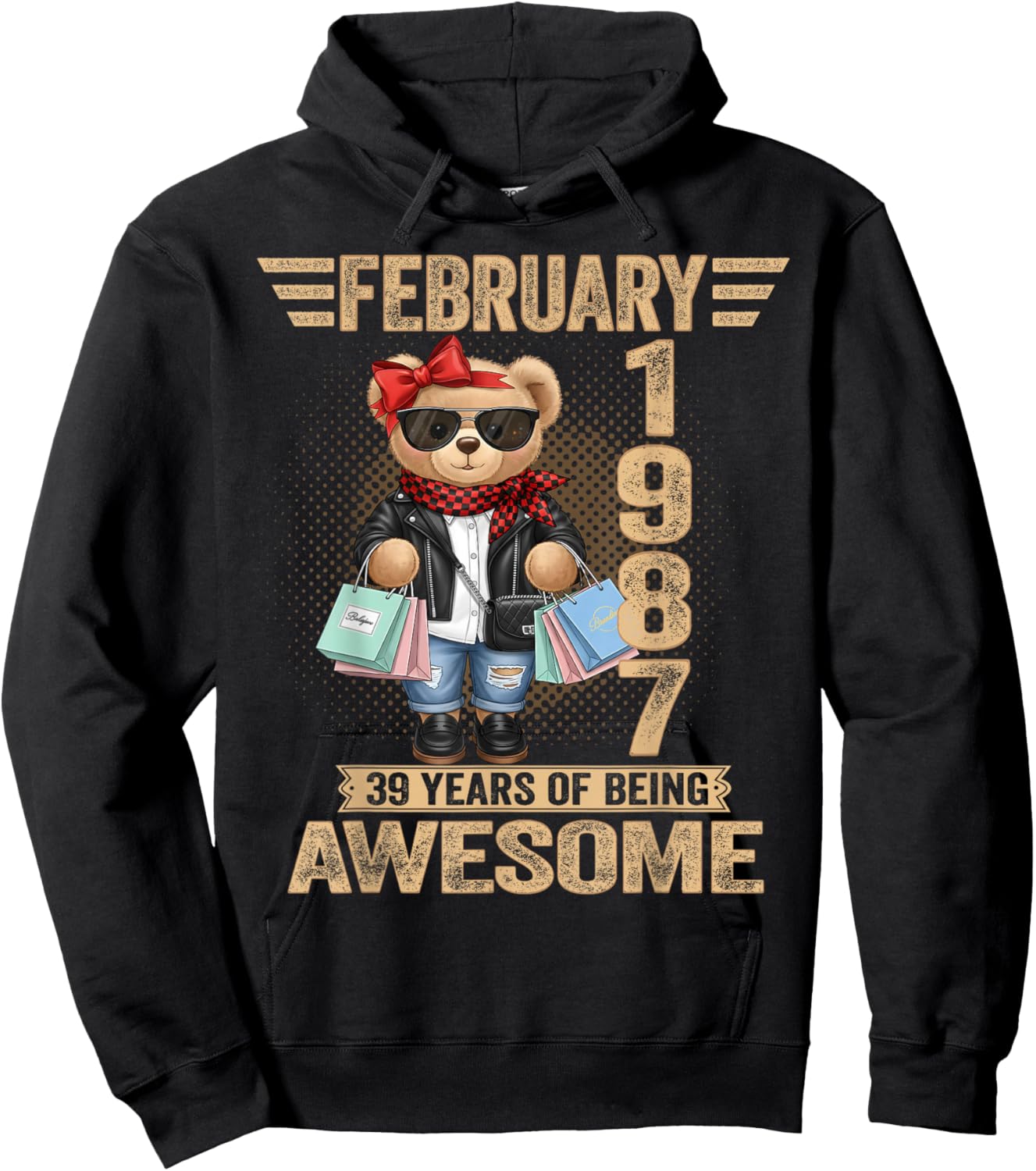 39 Year Old February 1987 Teddy Bear 39th Birthday Women Hoodie - Hoodie | Black