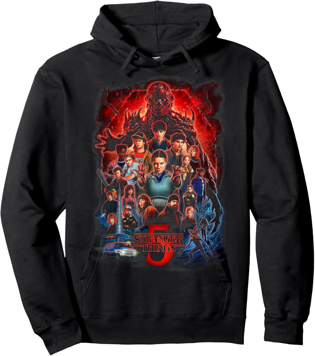 Stranger Things Season 5 Complete Cast Heros Villans Poster Hoodie - Hoodie | Black