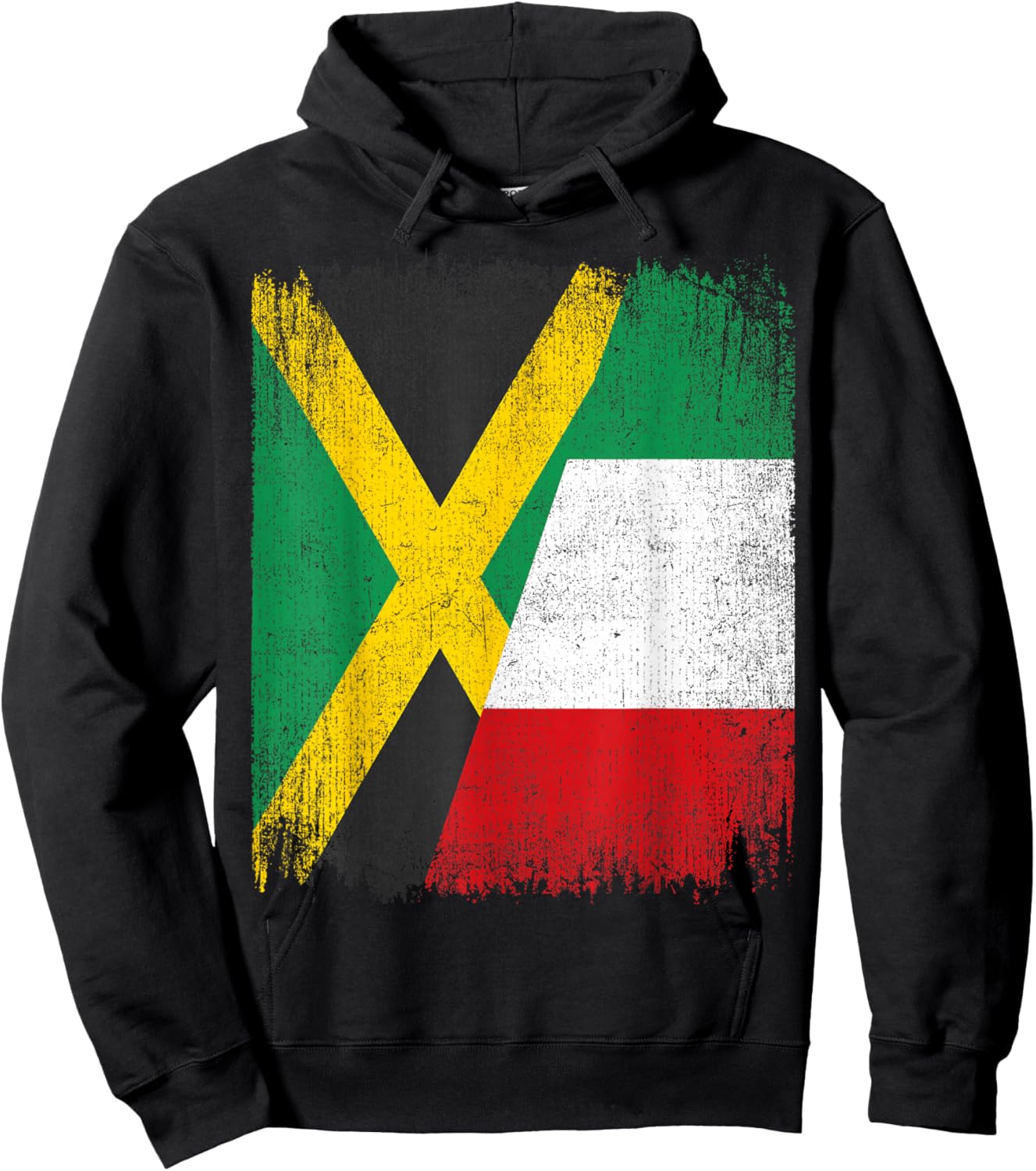 Half Jamaica Italy Flag Jamaican Italian Pride Roots Hoodie - Hoodie | Black