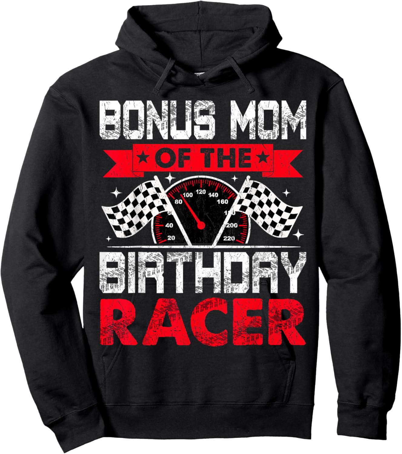 Bonus Mom of The Birthday Racer Bday Racing Car Family Hoodie - Hoodie | Black