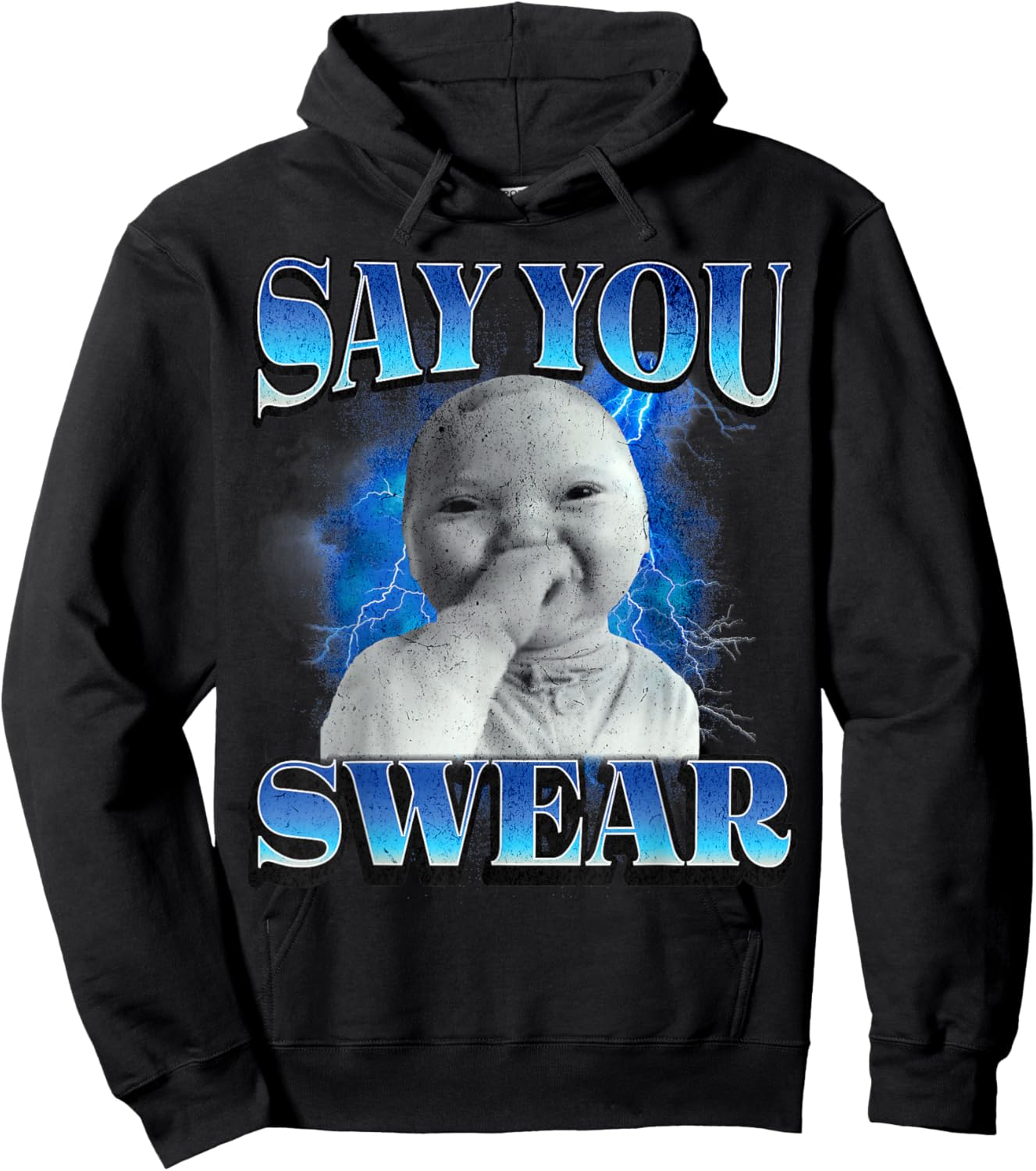 Say You Swear Ai Niche Baby Holding Laugh Genz Meme Hoodie - Hoodie | Black
