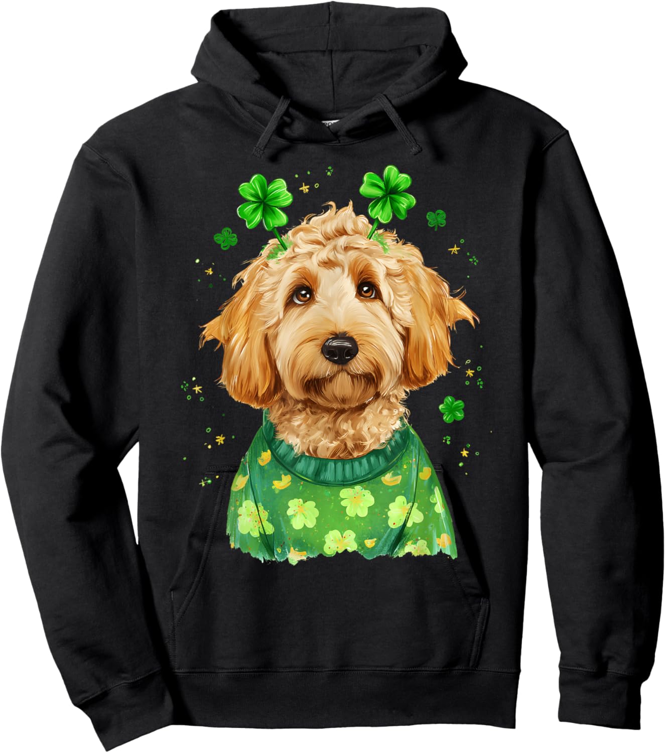 Saint Patrick's Day Goldendoodle Dog Puppy Lover Boys Girl Hoodie - Hoodie | Black
