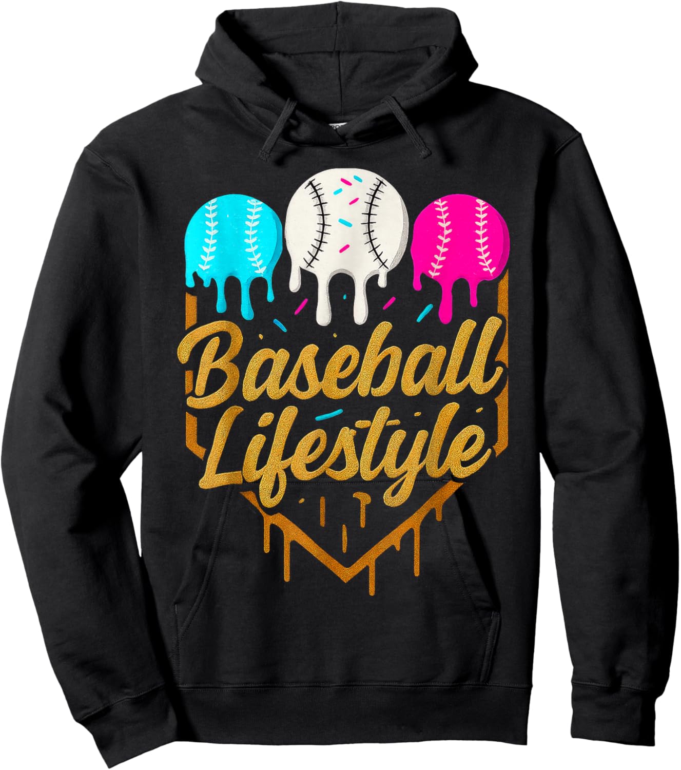 Baseball Lifestyle, Baseball Drip Icecream Hoodie - Hoodie | Black
