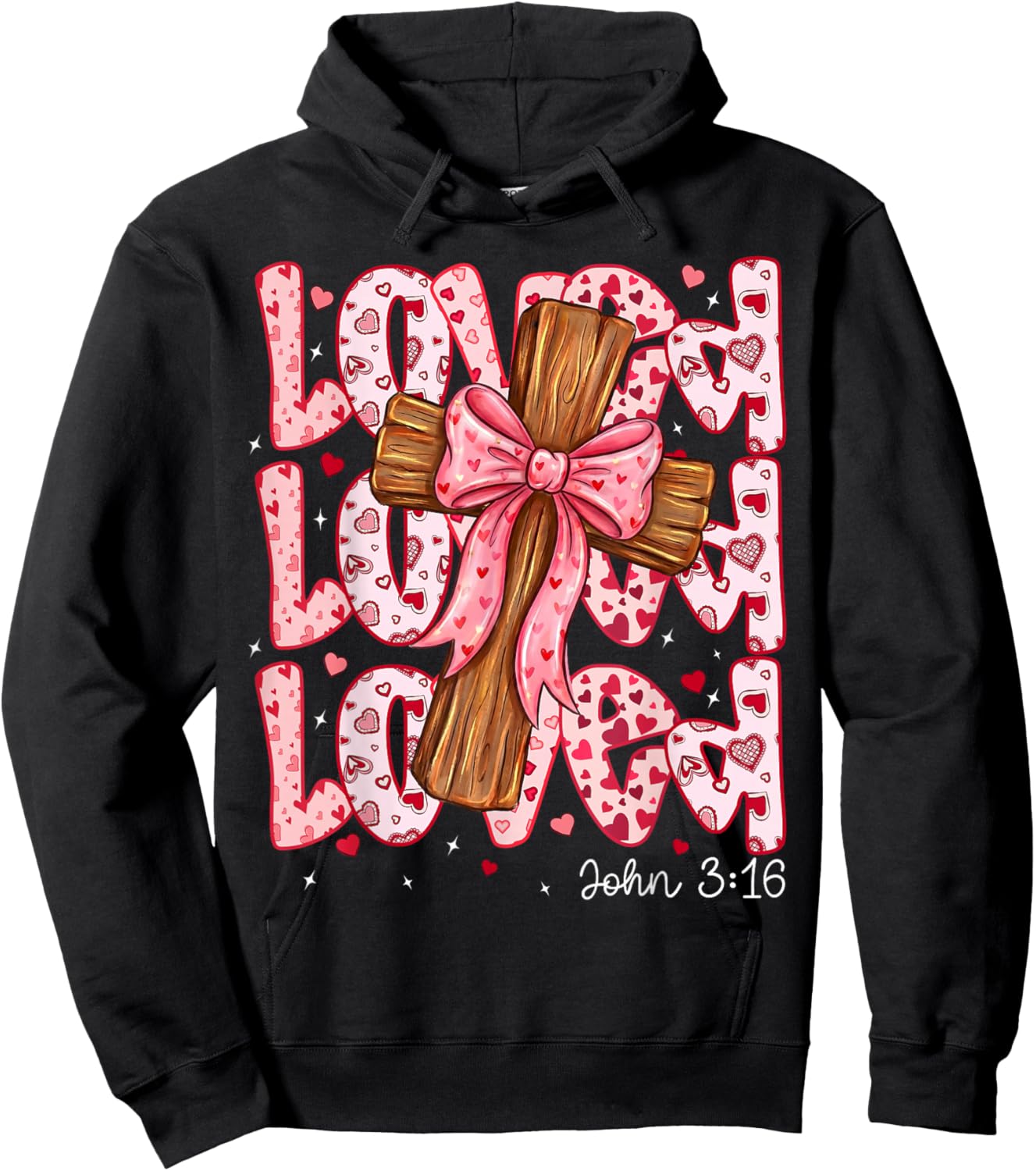 Loved John 3:16 Christian Valentine Day Coquette Faith Hoodie - Hoodie | Black