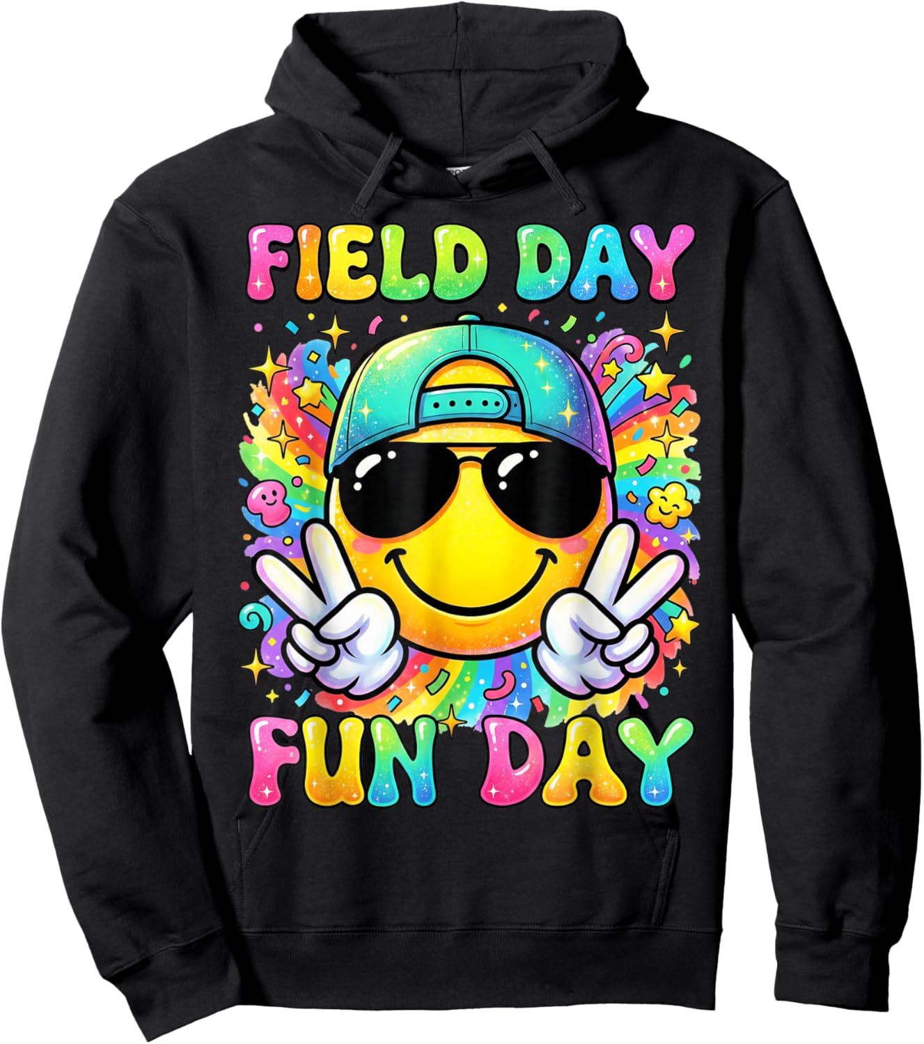 Retro Field Day Teachers Boys Girls Kids Field Day Fun Day Hoodie - Hoodie | Black