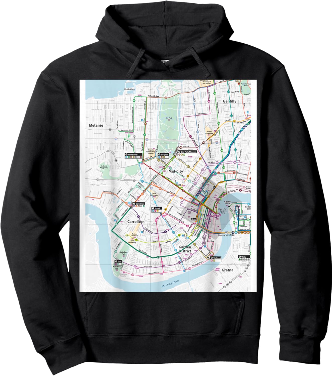 New Orleans Transit System Travel Art USA Hoodie - Hoodie | Black