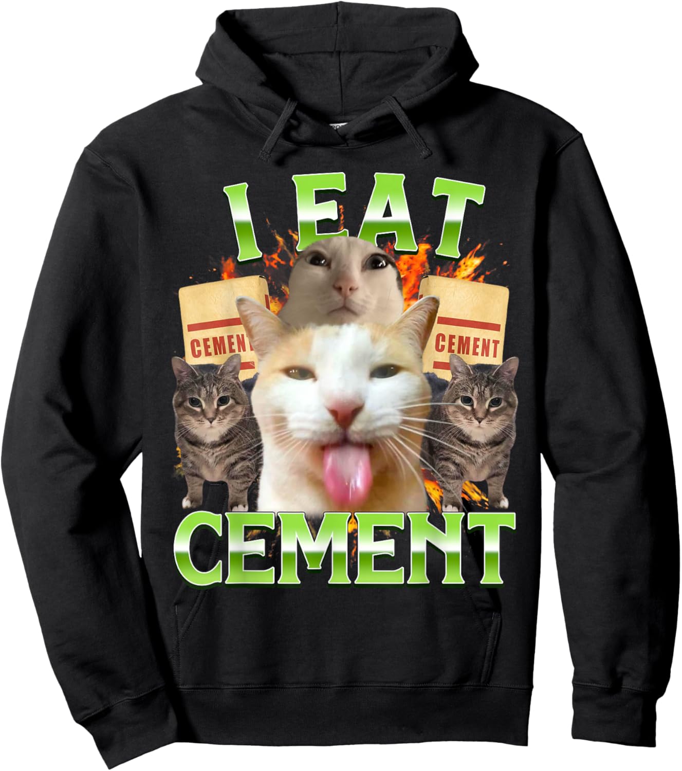 I Eat Cement Funny Cat Meme Internet Memes Funny Memes Hoodie - Hoodie | Black
