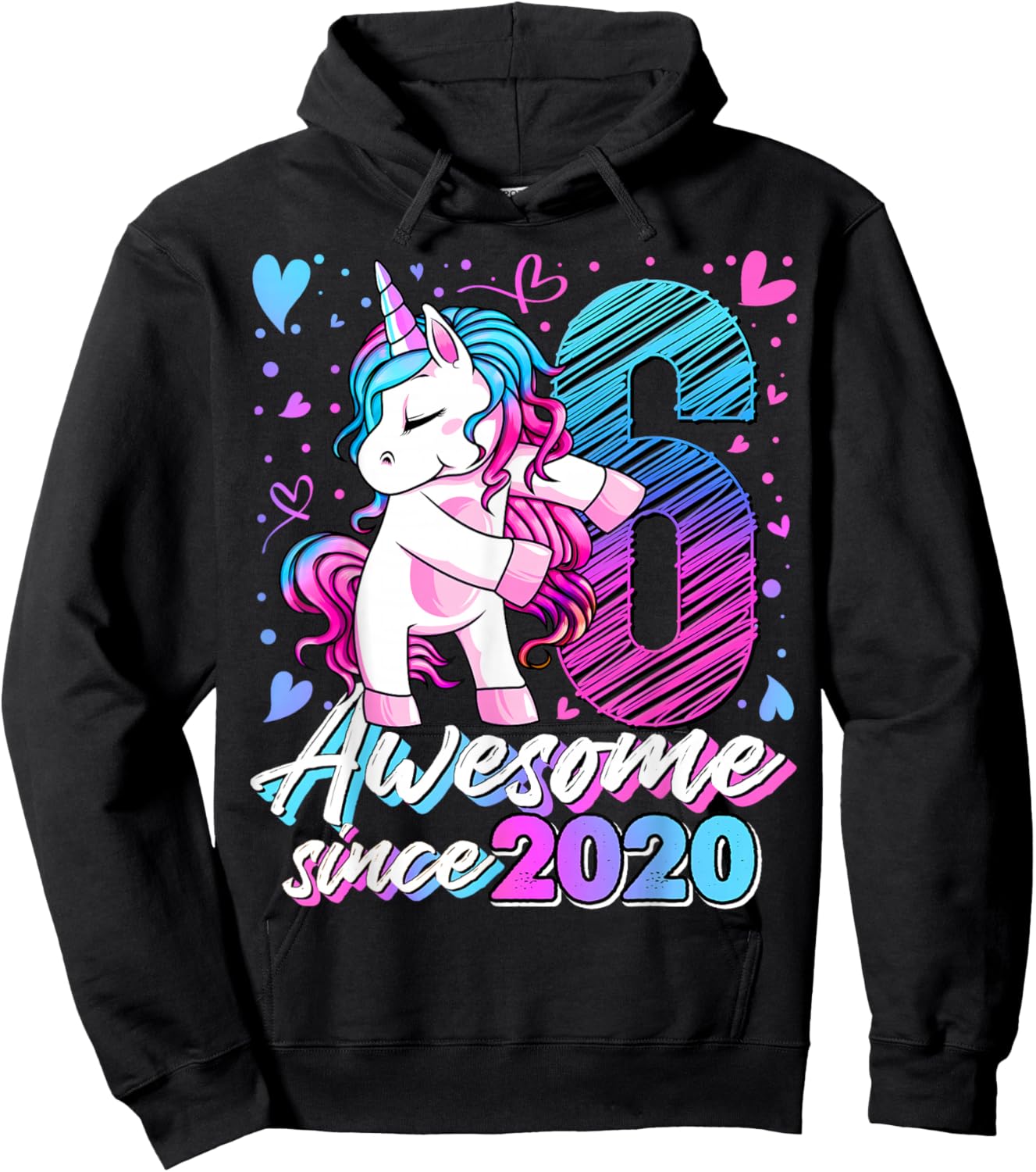 6th Birthday Shirt Girl 6 Year Old Gifts 6 Birthday Girl Hoodie - Hoodie | Black