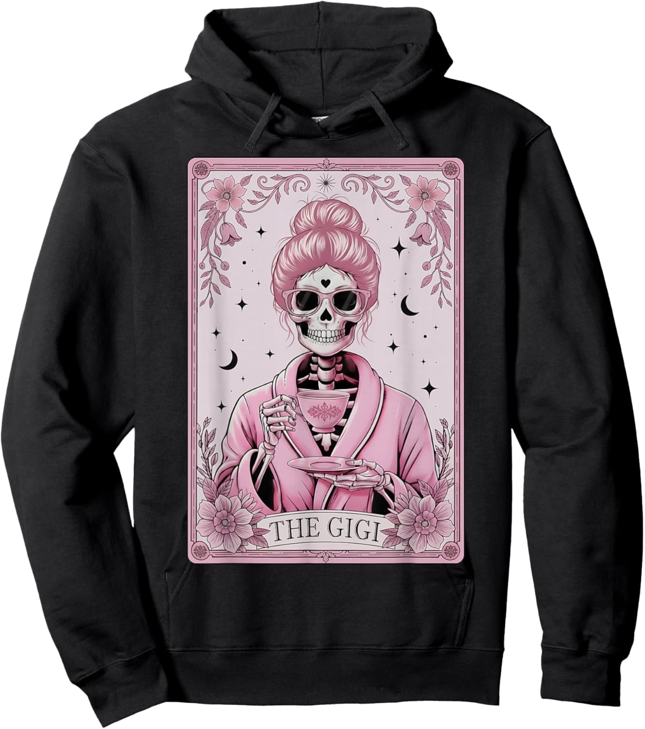 The Gigi Tarot Card Skeleton Coffee Happy Grandma Hoodie - Hoodie | Black