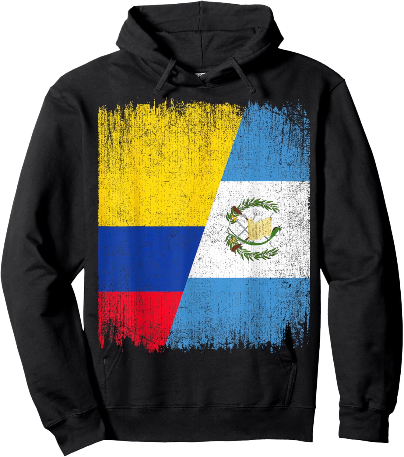Half Colombia Guatemala Flag Colombian Guatemalan Pride Root Hoodie - Hoodie | Black