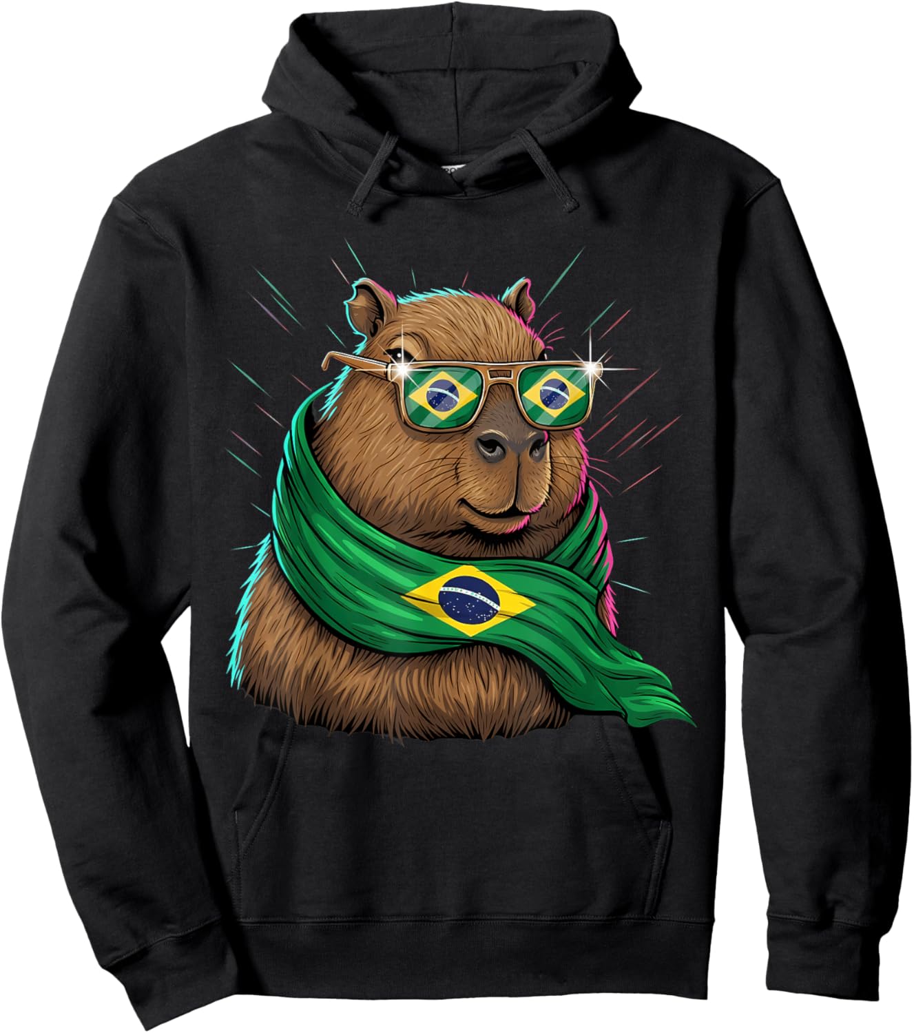 Brazil Flag Capybara Brazilian Roots Brasilian Pride Brasil Hoodie - Hoodie | Black