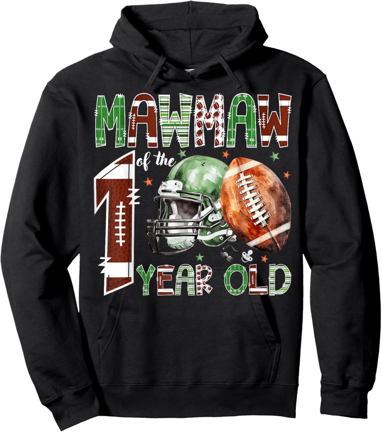 Mawmaw of The 1 Year Old Football Lover 1st Birthday Boy Hoodie - Hoodie | Black