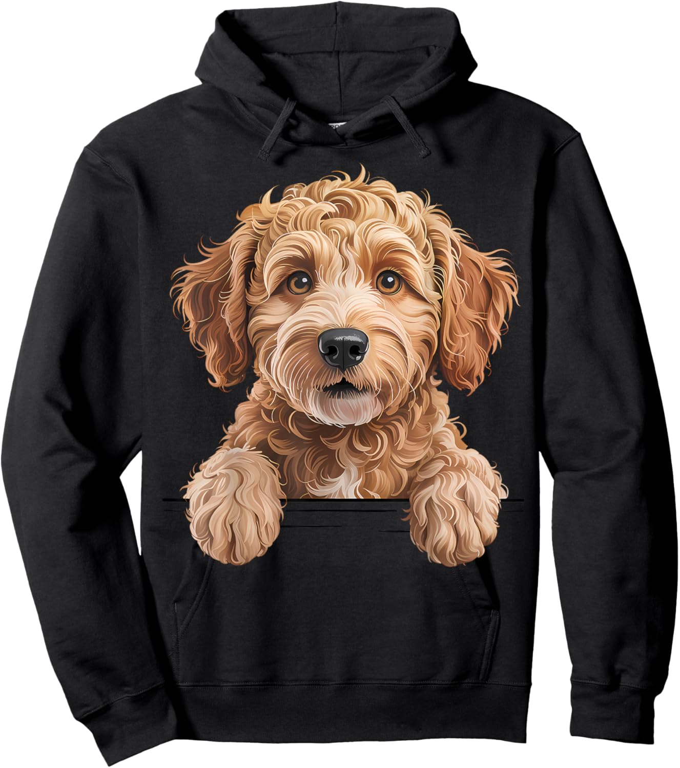 Goldendoodle Funny Peeking Golden Doodle Dog Lover Hoodie - Hoodie | Black