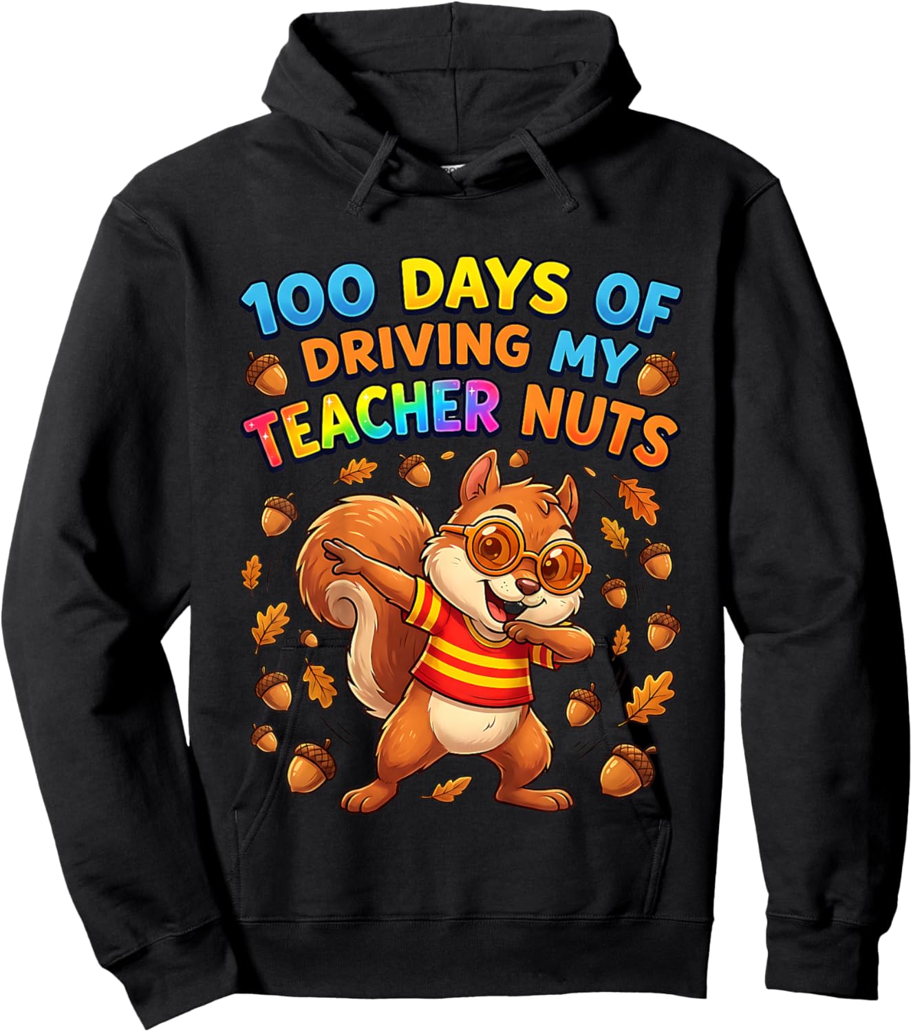 100 Days of School Squirrel Funny Boys Girls Kids Hoodie - Hoodie | Black