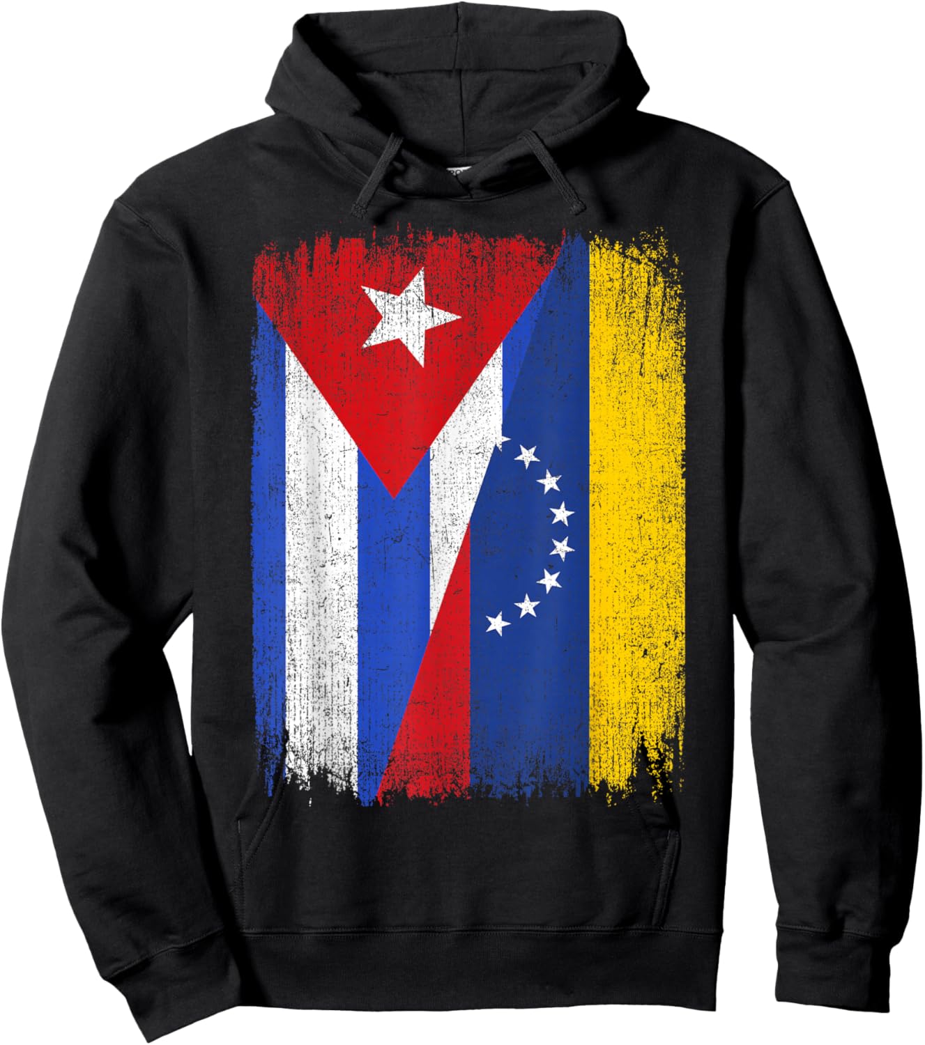 Half Cuba Venezuela Flag Cuban Venezuelan Pride Roots Hoodie - Hoodie | Black