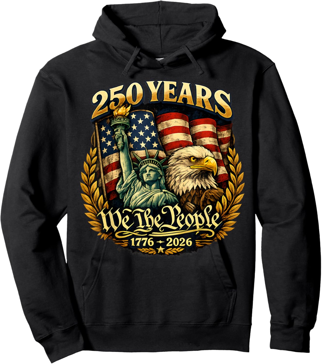 Vintage 250 Years American 1776-2026 250th Birthday USA Hoodie - Hoodie | Black