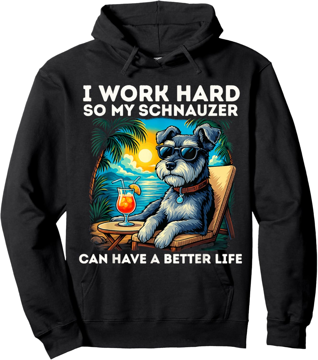 Funny Mini Schnauzer Dog I Work Hard Mini Schnauzer Lovers Hoodie - Hoodie | Black