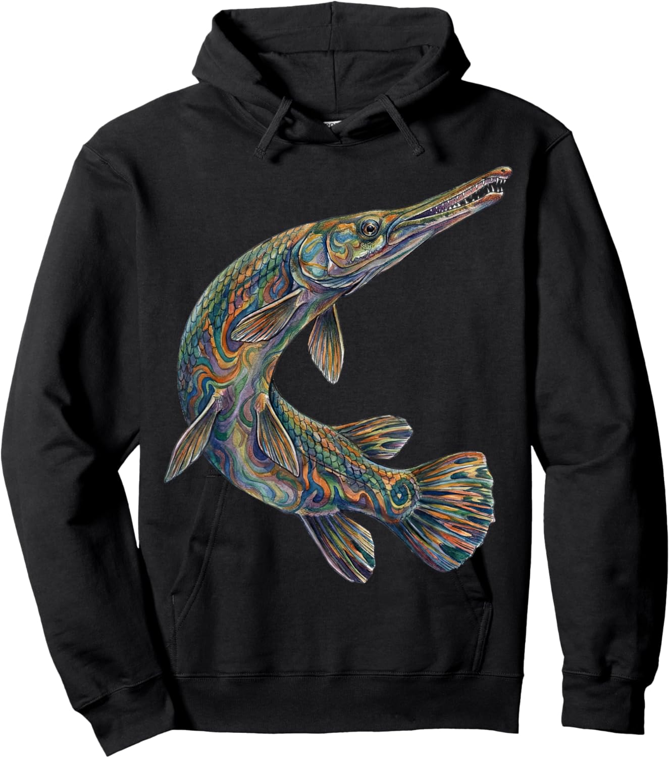 Gar Fish Abstract Aquatic Art Freshwater Biology Art Hoodie - Hoodie | Black