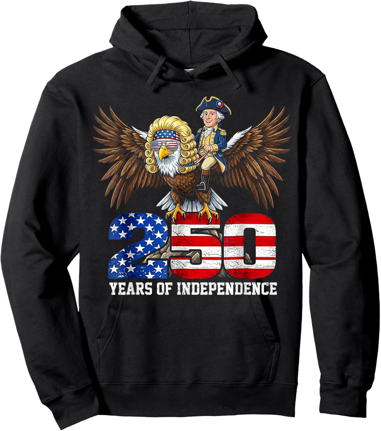 250 Years of Independence American Flag 250th Anniversary Hoodie - Hoodie | Black