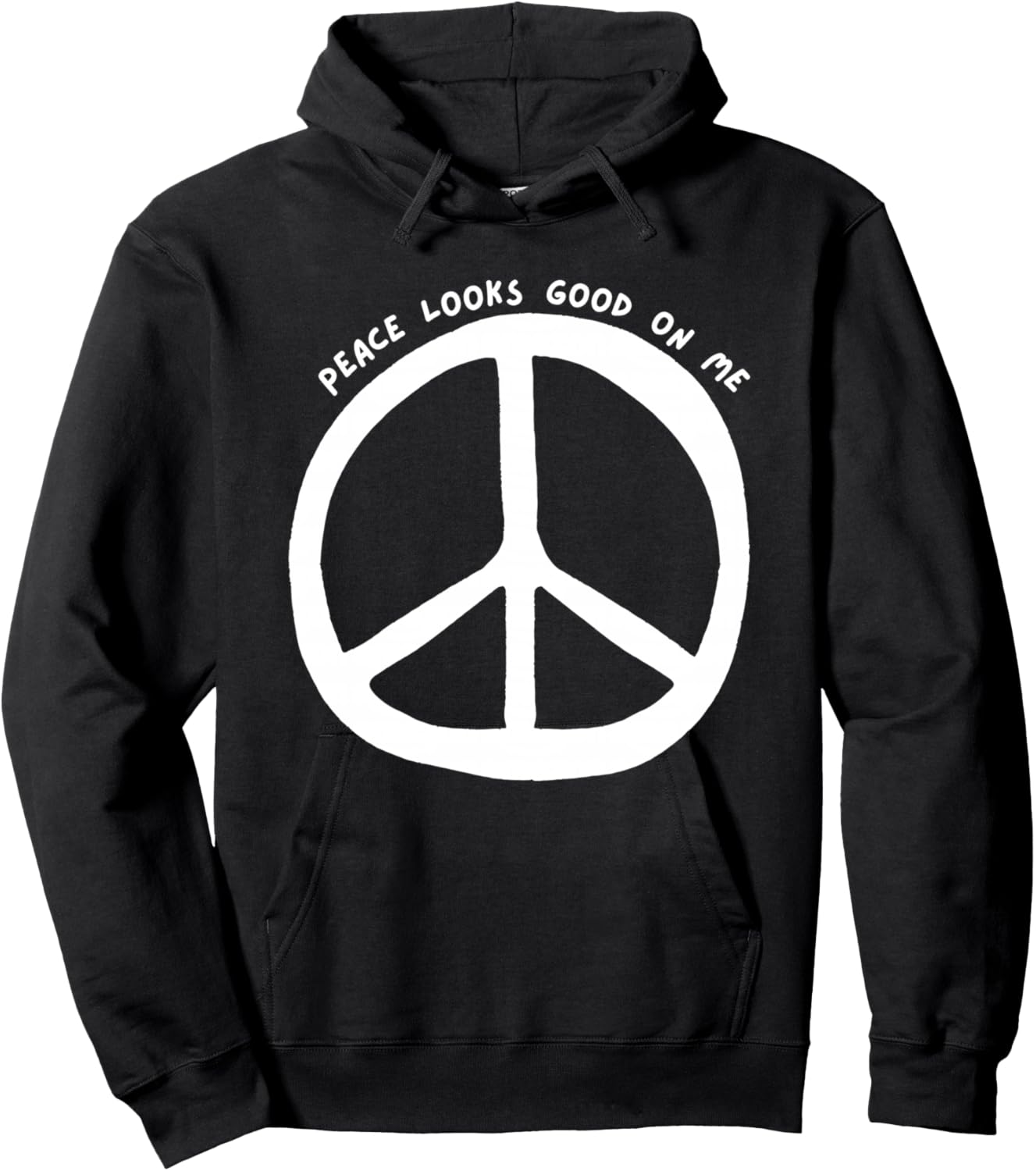 Peace Looks Good on Me Retro Graphic Boho Peace Sign Hoodie - Hoodie | Black