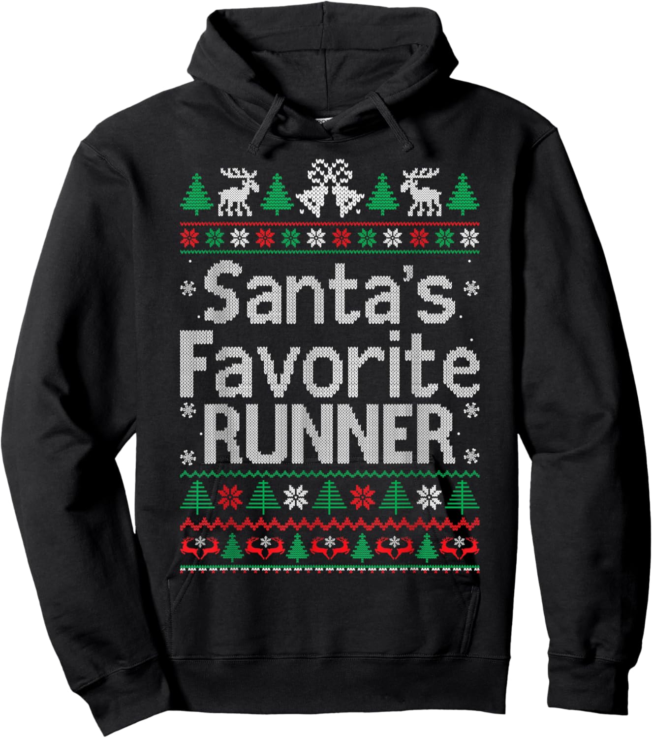 Santa Favorite Runner Running Christmas Sweater Ugly Xmas Hoodie - Hoodie | Black