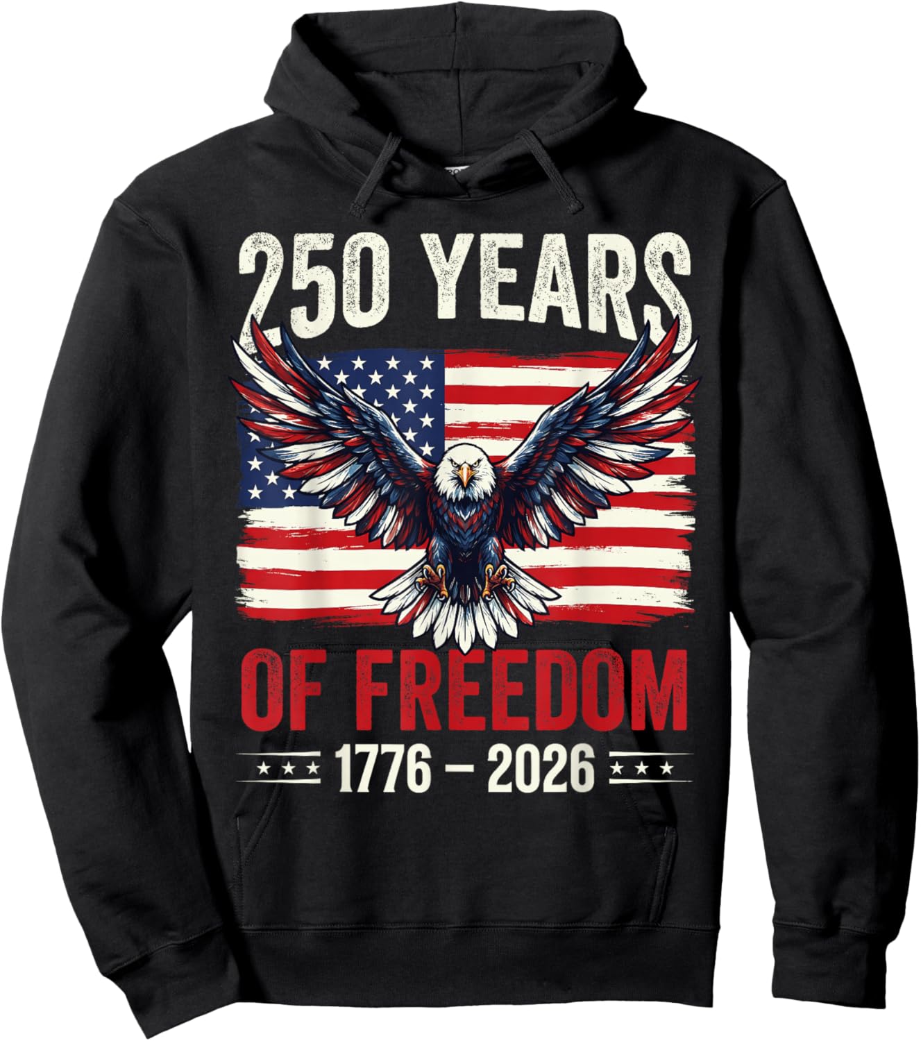 Retro 250 Years American 1776 2026 250th USA Years Men Women Hoodie - Hoodie | Black