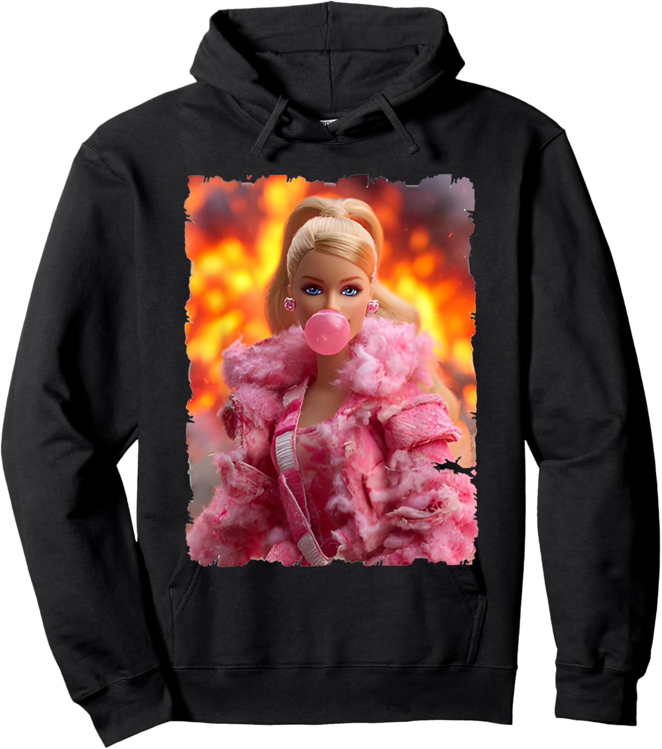 Funny Disgusting Pink Doll face Meme Hoodie - Hoodie | Black