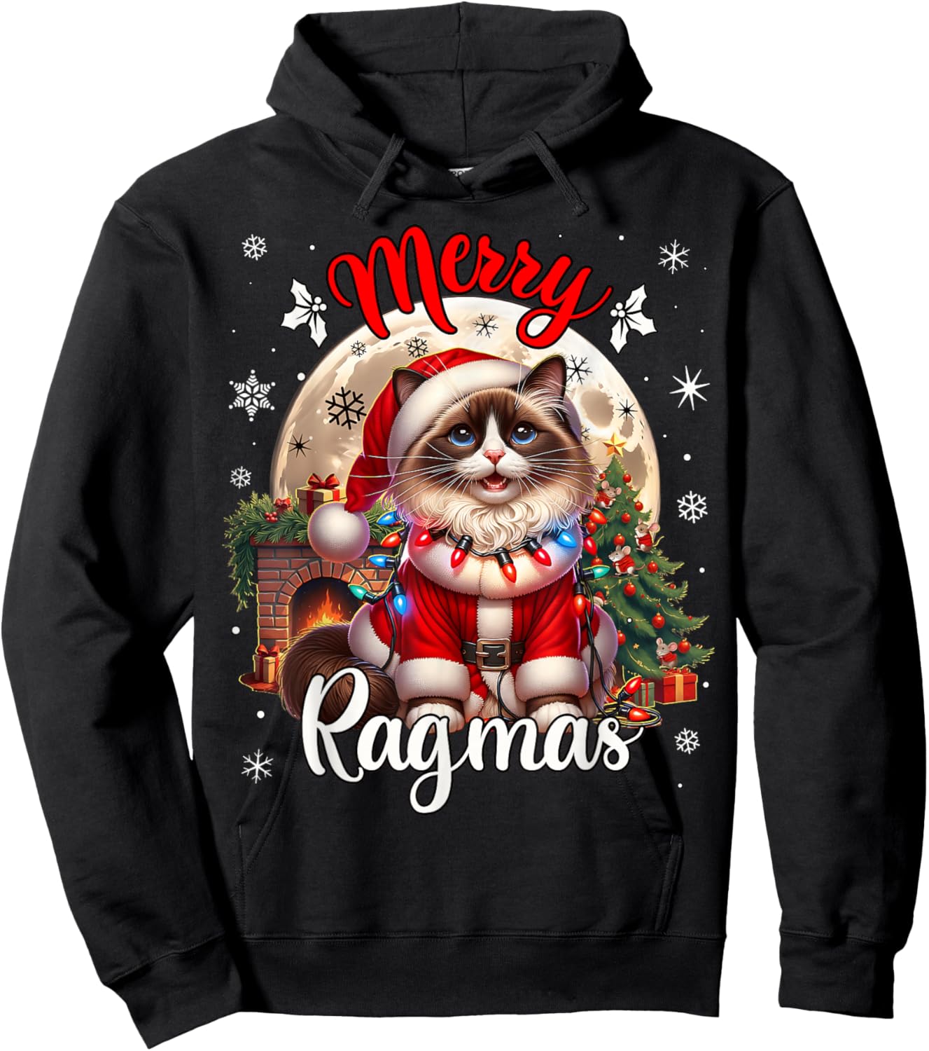 Ragdoll Cat Christmas Costume Ragdoll Xmas Cat Hoodie - Hoodie | Black
