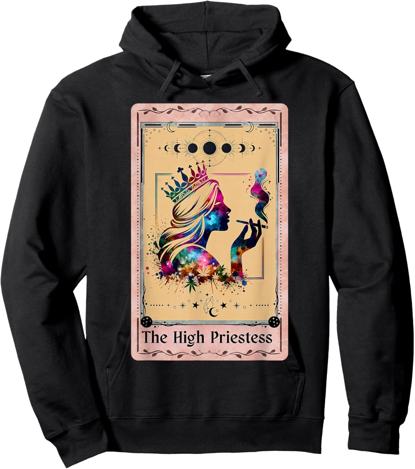 Funny High Priestess Tarot Card Sarcastic Weed Moon Phases Hoodie - Hoodie | Black