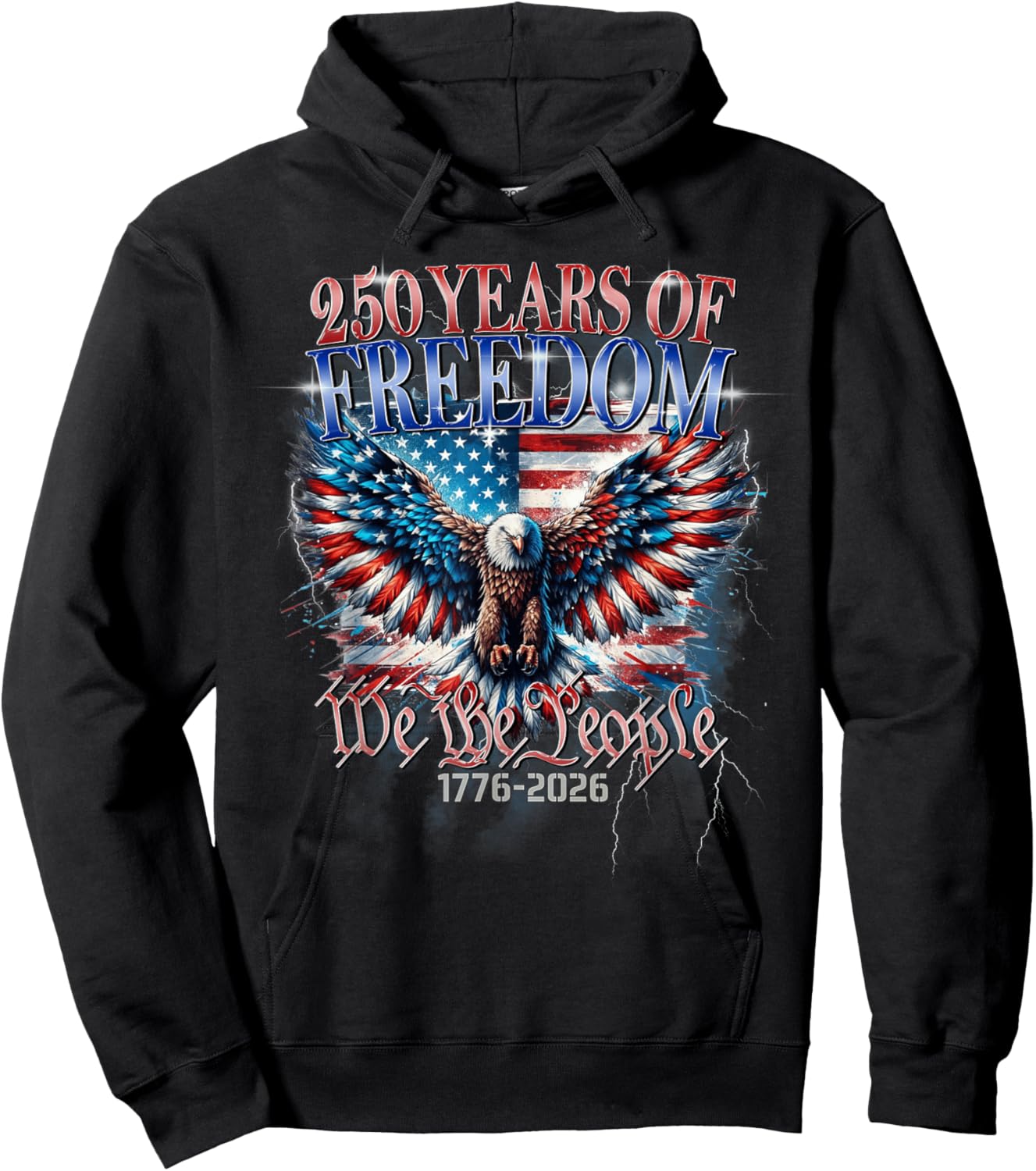Flag Vintage 250 Years American 1776 2026 250th USA Birthday Hoodie - Hoodie | Black