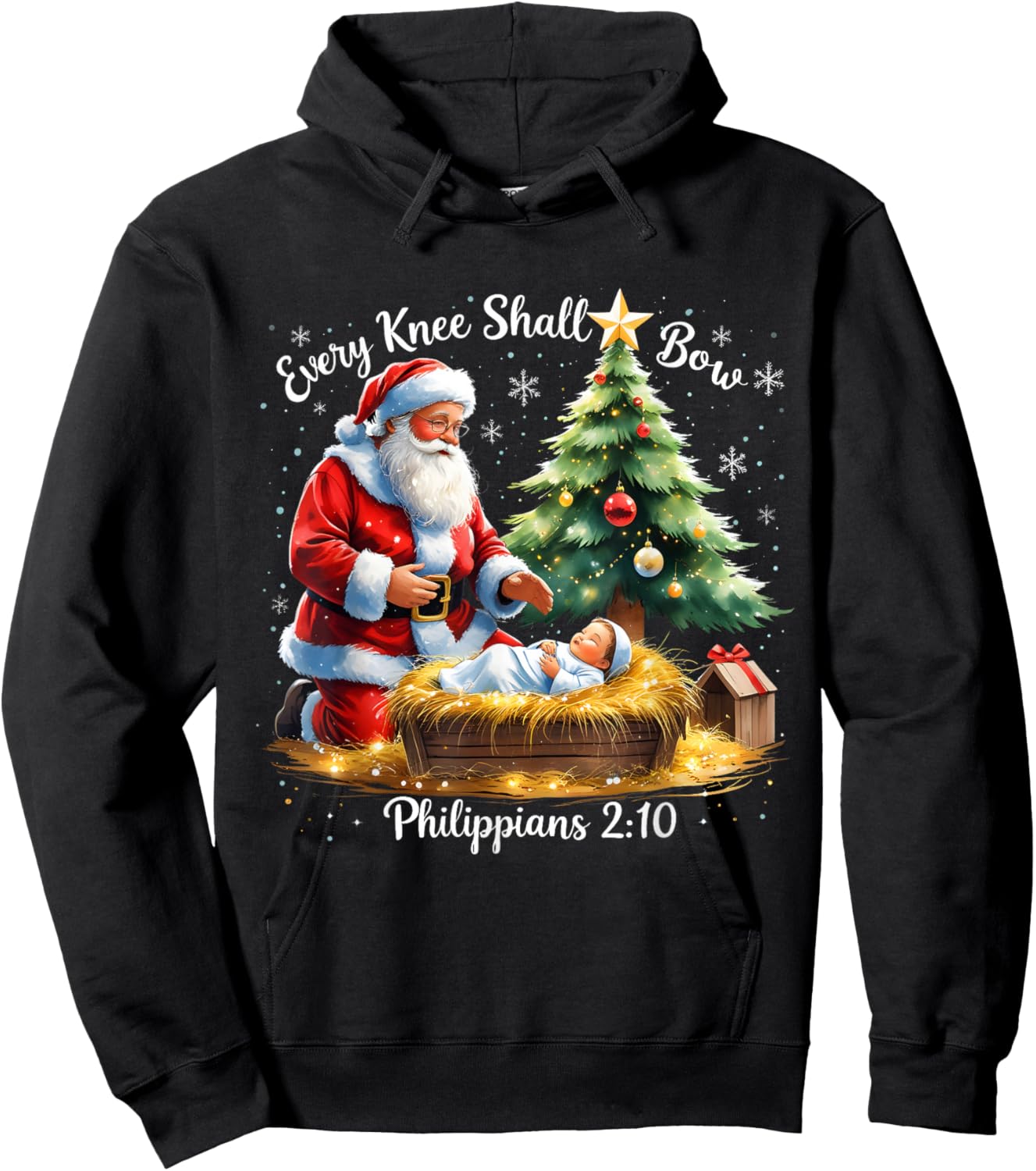 Every Knee Shall Bow Philippians 2:10 Christmas Hoodie - Hoodie | Black