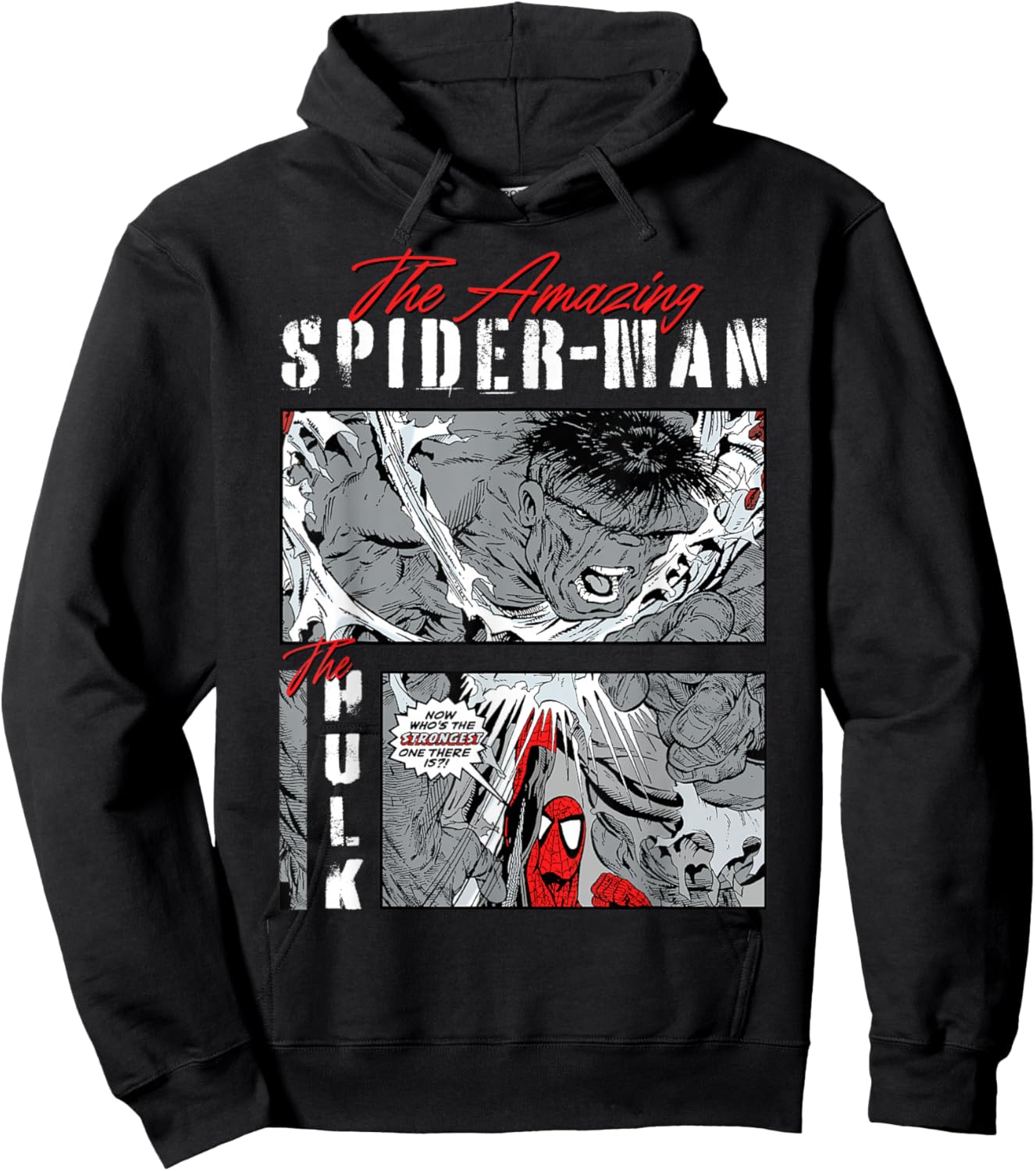 Marvel Comics Spider-Man vs Hulk Comic Panel Hoodie - Hoodie | Black