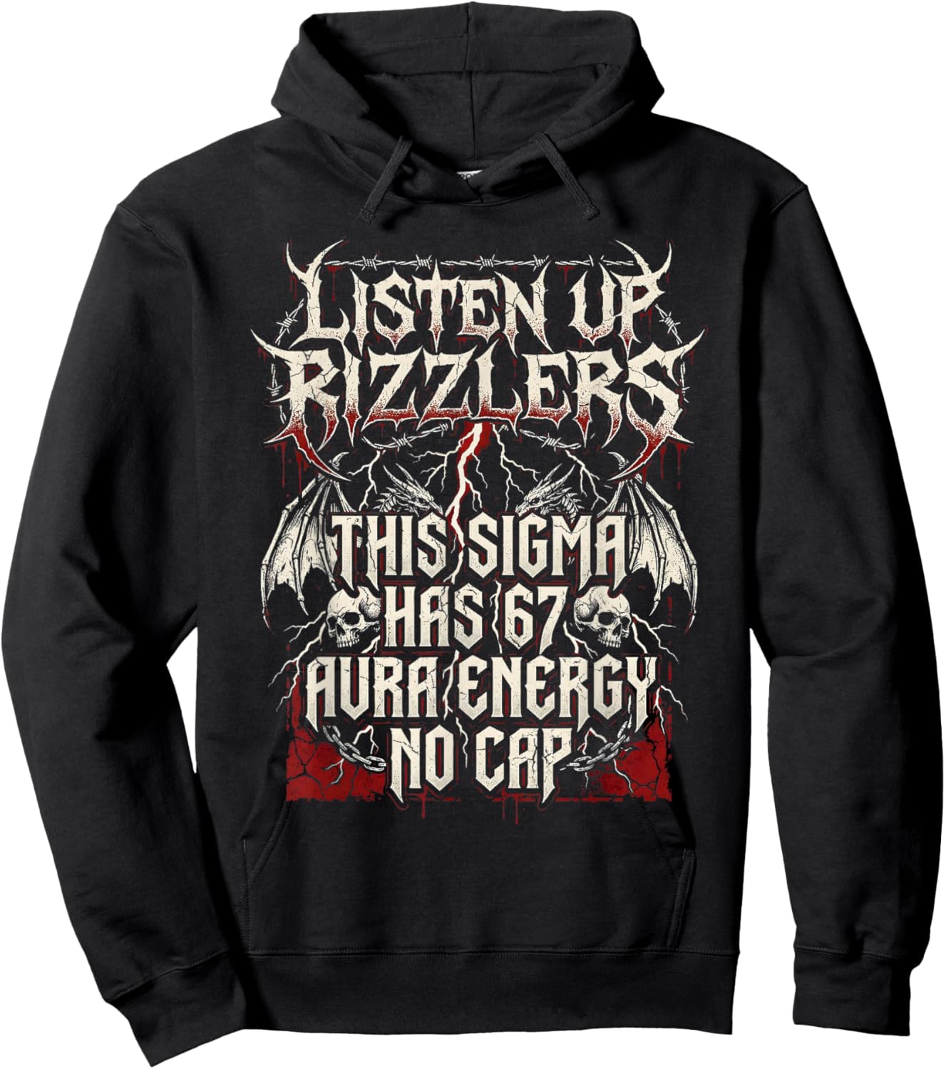 Listen Up Rizzlers This Sigma Has 67 Shirt Aura Energy Boy Hoodie - Hoodie | Black