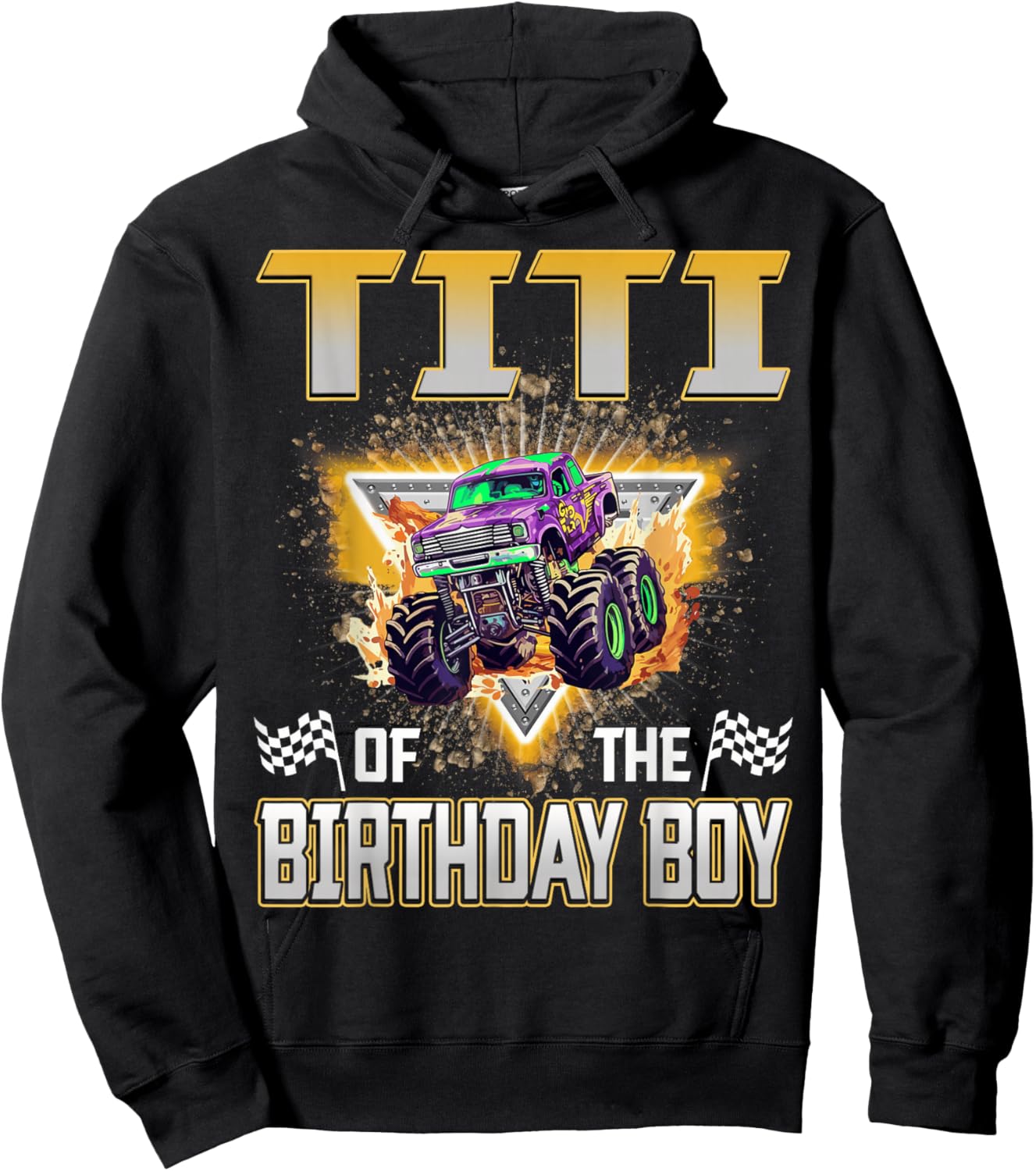 Titi of The Birthday Boy Monster Truck Birthday Family Hoodie - Hoodie | Black