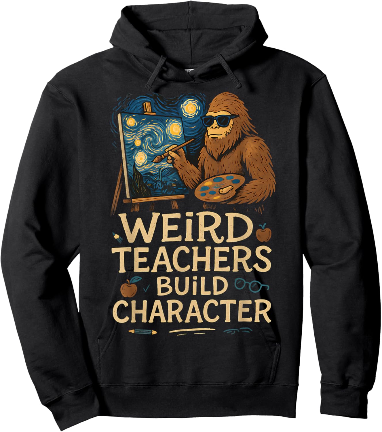 Weird Art Teacher Build Character Funny Quote Hoodie - Hoodie | Black