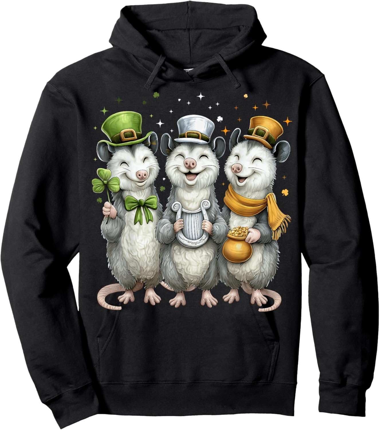 Opossum Possum Leprechaun Shamrock St. Patricks Day Ireland Hoodie - Hoodie | Black