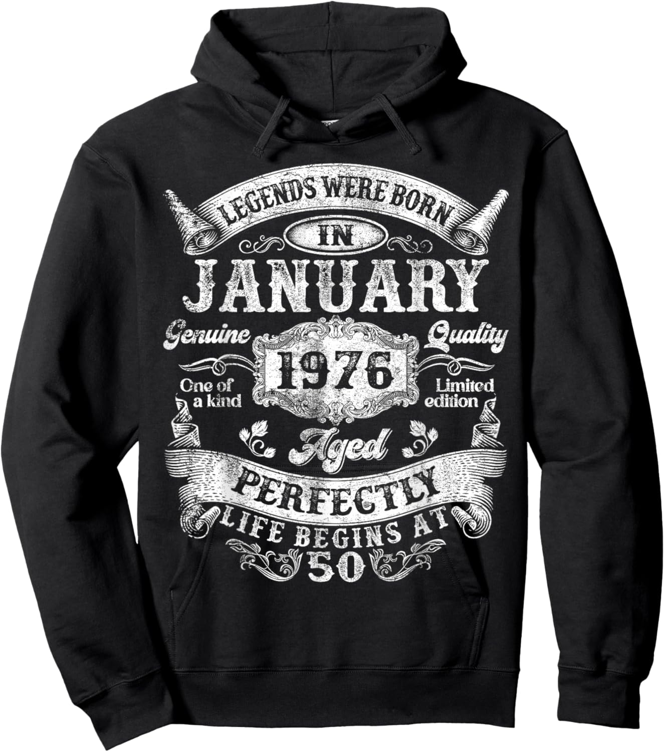 Legends Since January 1976 Vintage Retro 50th Birthday Men Hoodie - Hoodie | Black