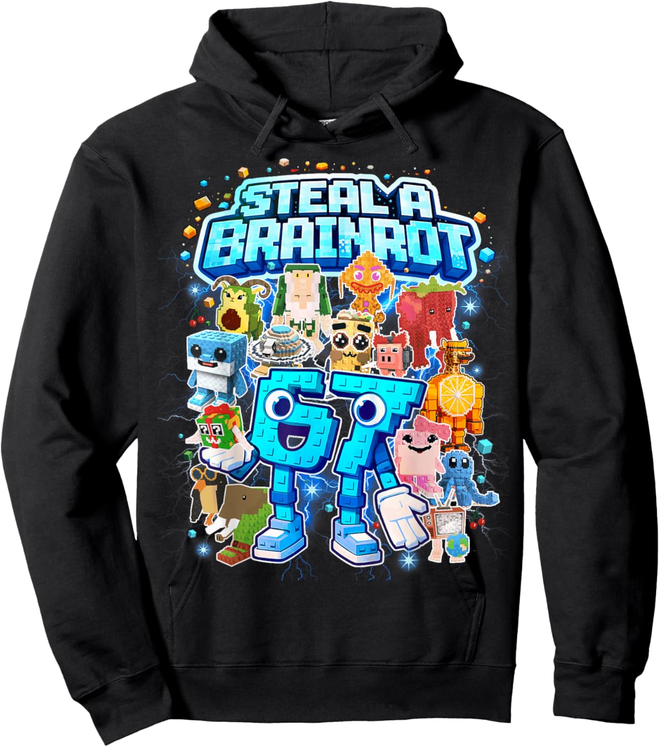 Six Seven 67 Steal a Brainrot Meme Funny Gifts for Kids Boys Hoodie - Hoodie | Black