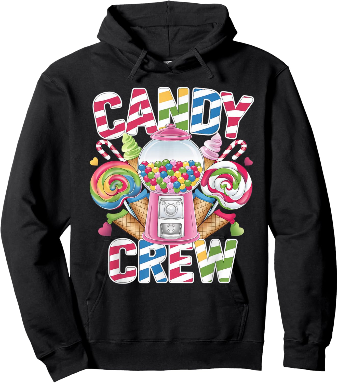 Candy Crew Adult Men Women Kids Christmas Pajamas Hoodie - Hoodie | Black