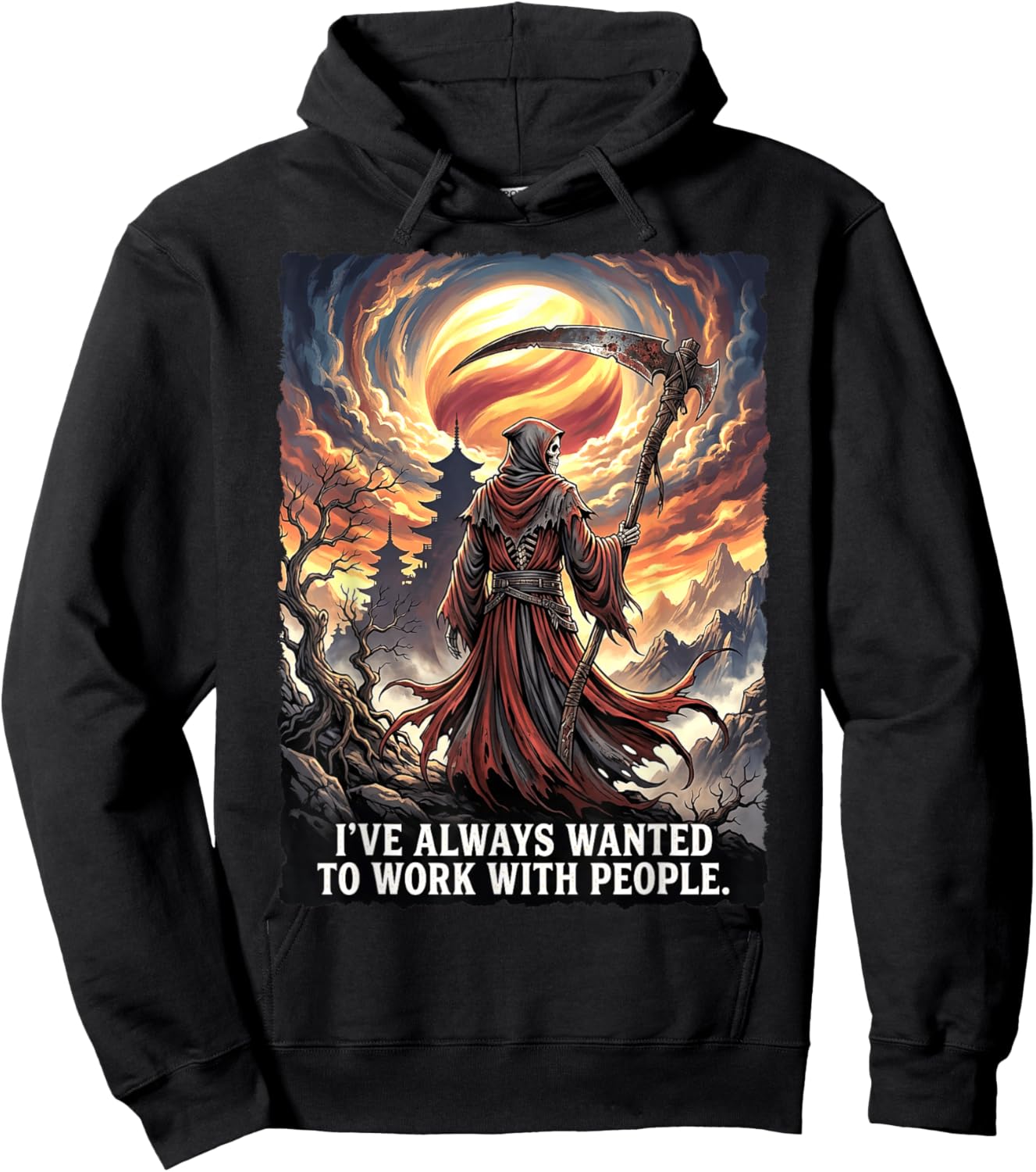 Grim Reaper Work with People Sarcastic Humor Hoodie - Hoodie | Black