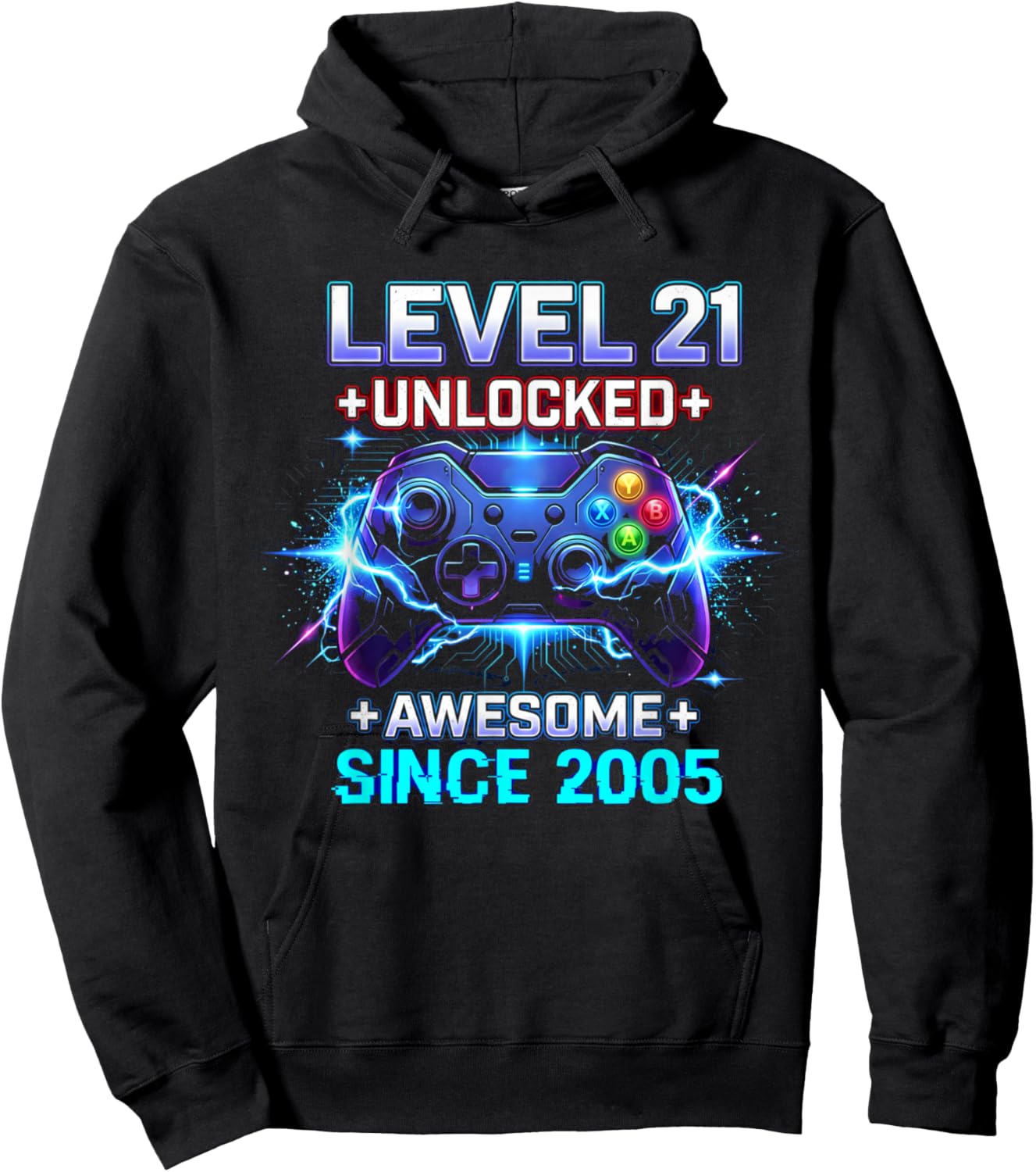 Level 21 Unlocked Awesome Since 2005 21st Birthday Boy Gamer Hoodie - Hoodie | Black