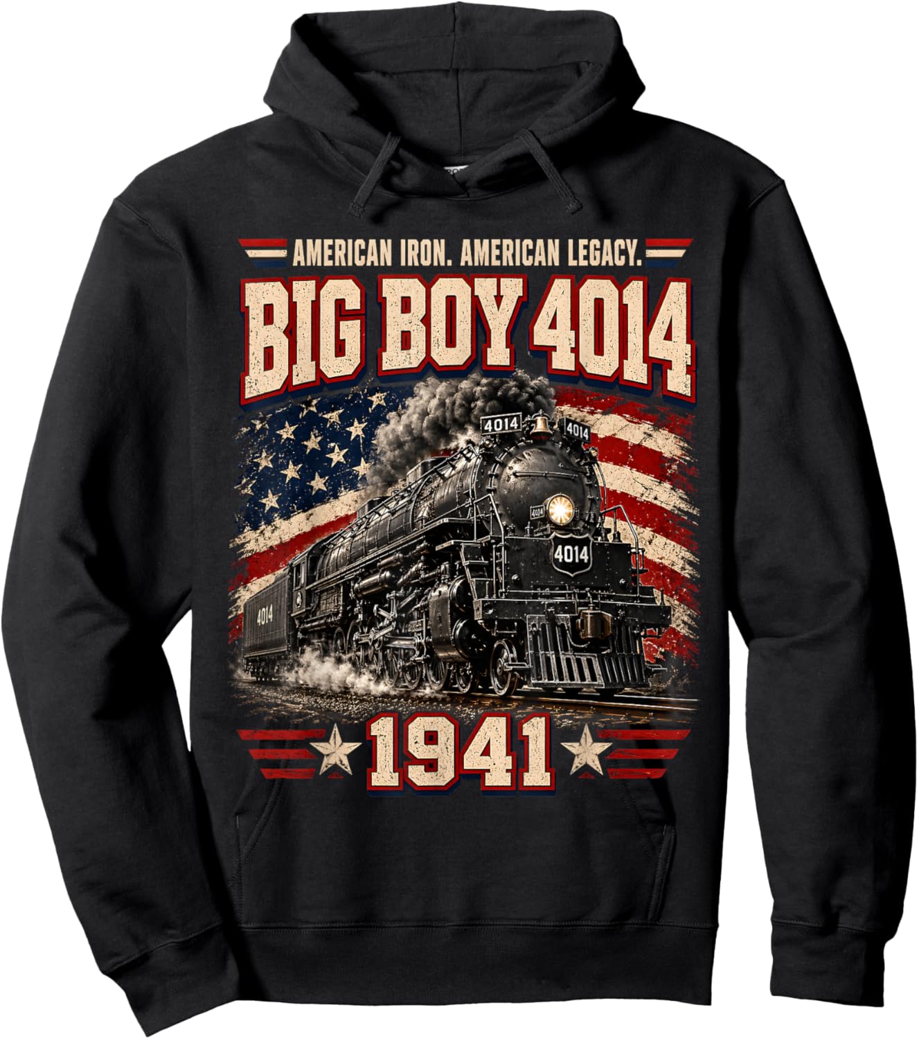 Big Boy 4014 Vintage Steam Locomotive Railroad Train Engine Hoodie - Hoodie | Black