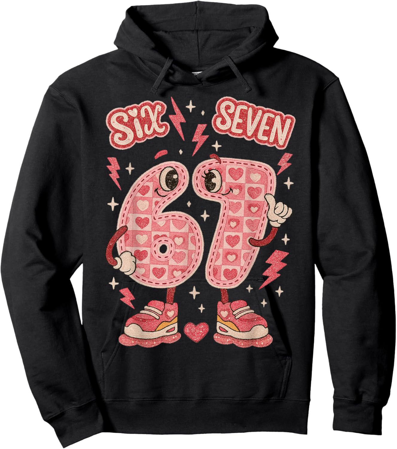 Six Seven Valentine Love 67 Preppy Coquette Meme Kids Hoodie - Hoodie | Black