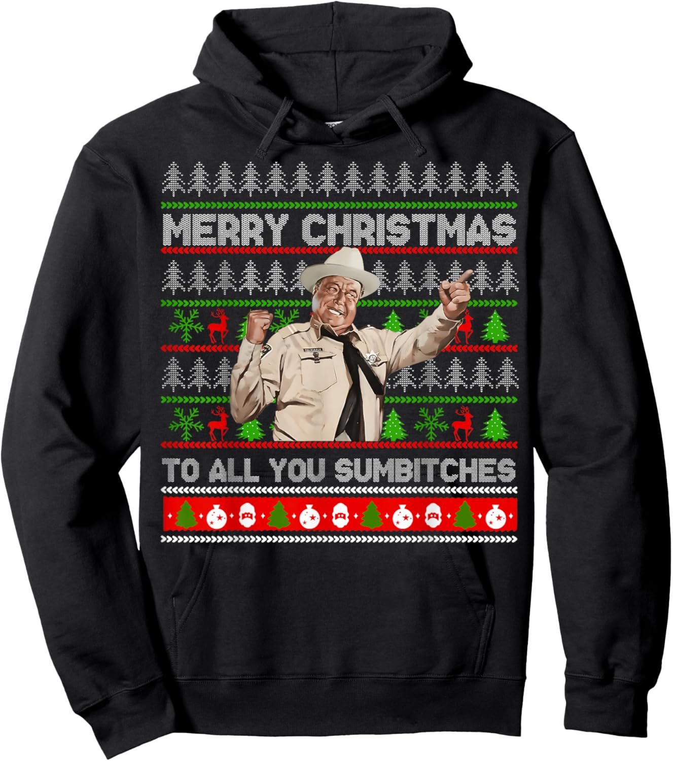 Merry Christmas to All You Sumbitches Ugly Sweater Retro Hoodie - Hoodie | Black